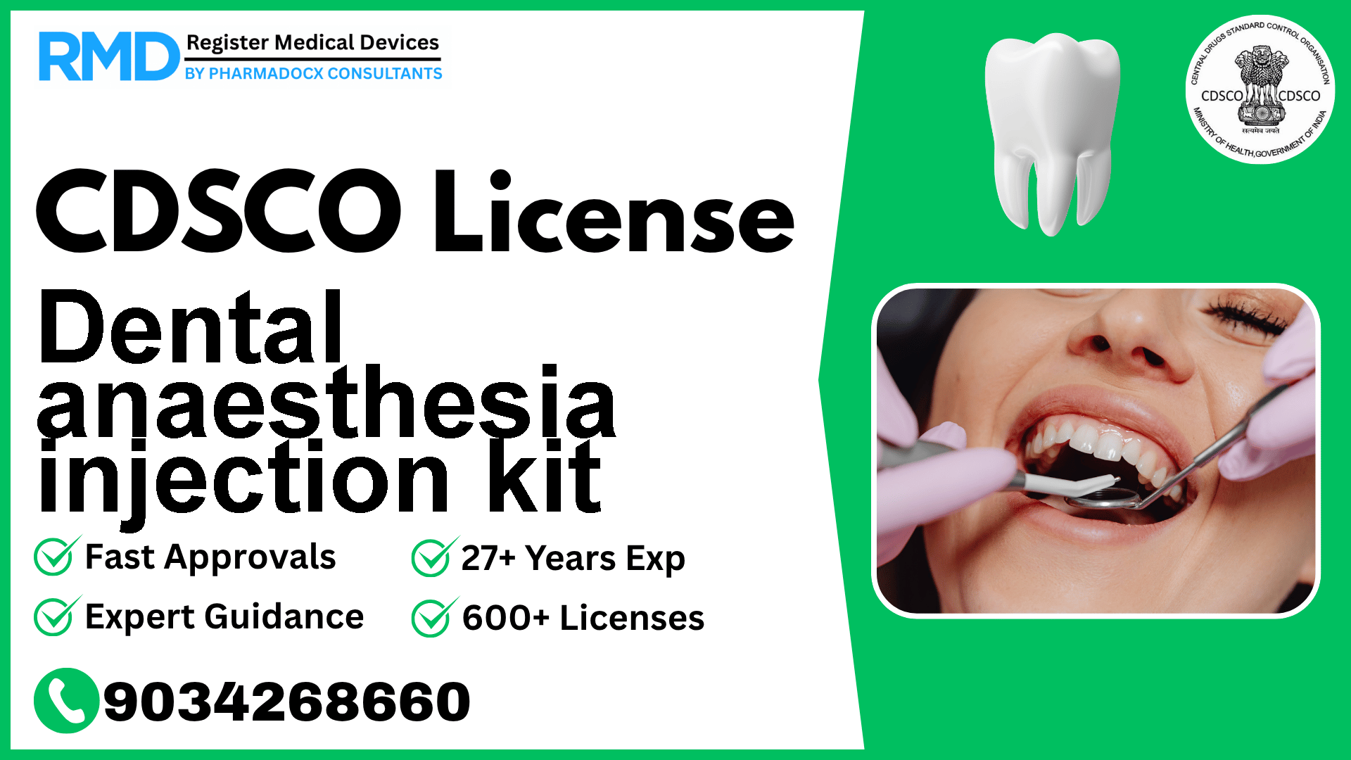 CDSCO License for Dental anaesthesia injection kit