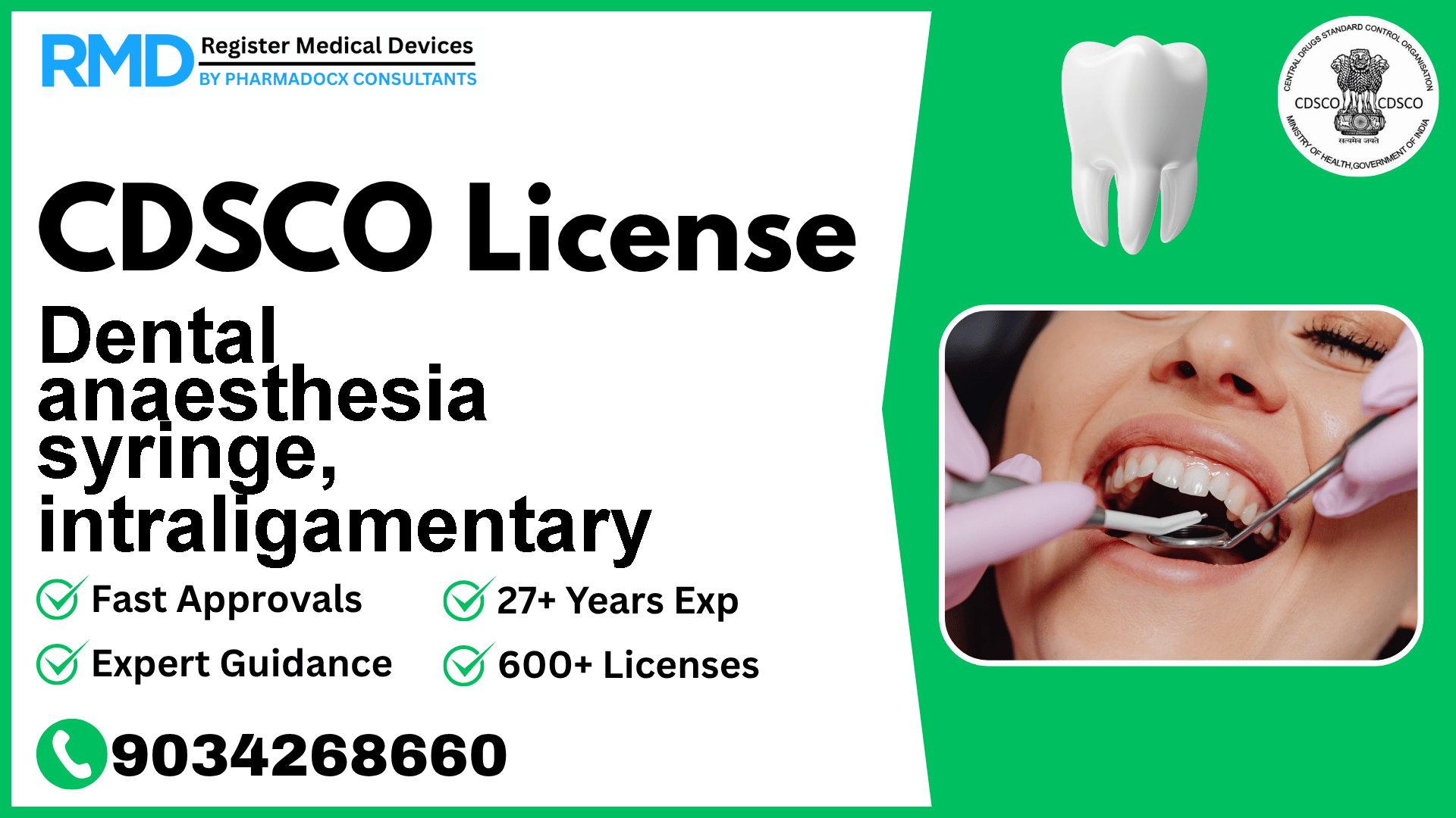 CDSCO License for Dental anaesthesia syringe, intraligamentary