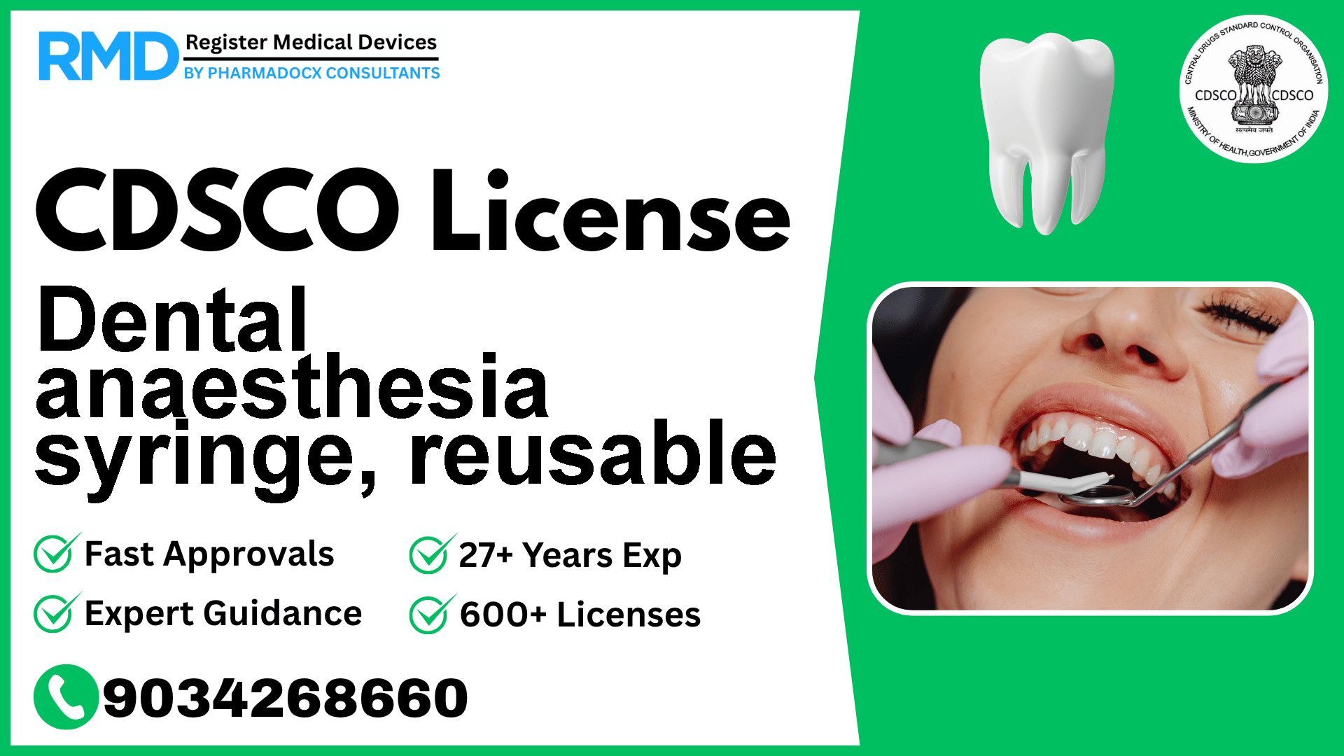 CDSCO License for Dental anaesthesia syringe, reusable