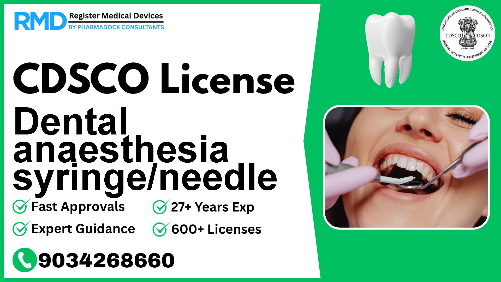 CDSCO License for Dental anaesthesia syringe/needle