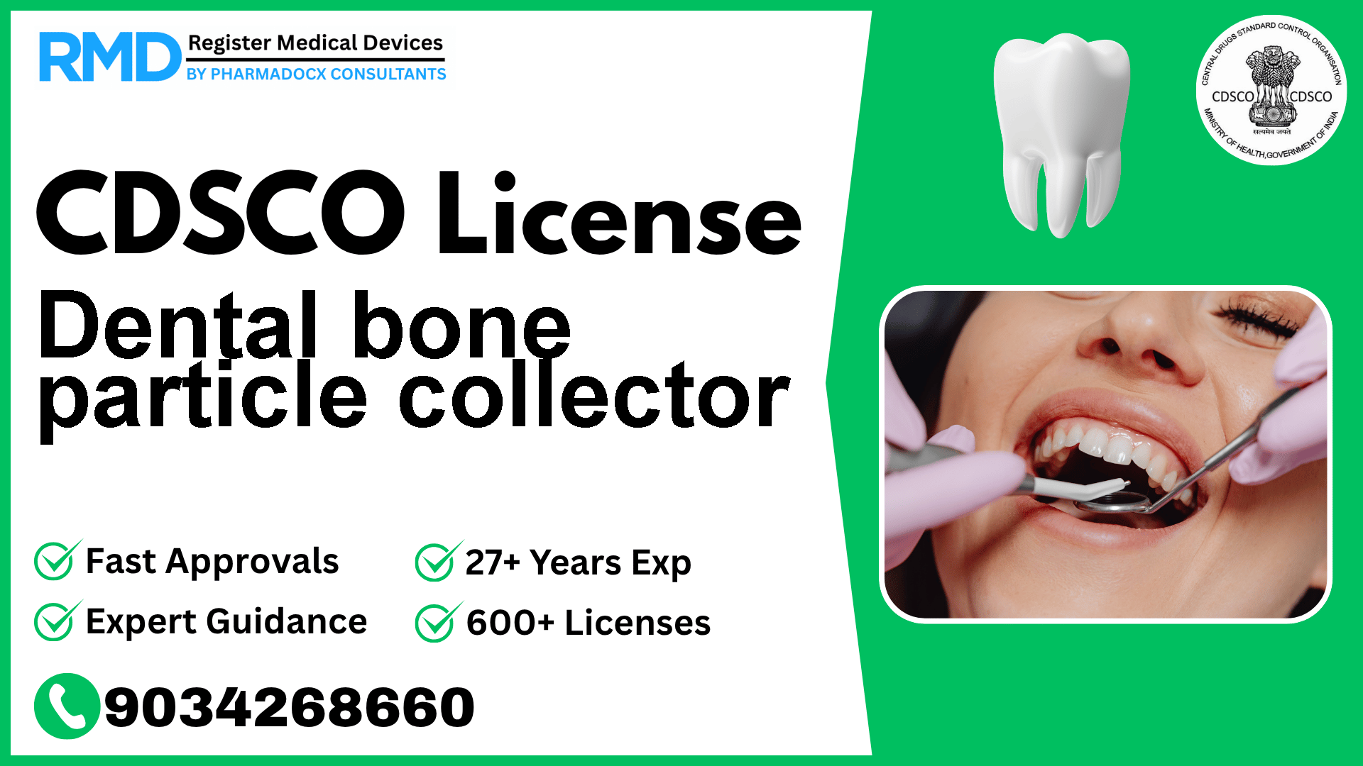 CDSCO License for Dental bone particle collector