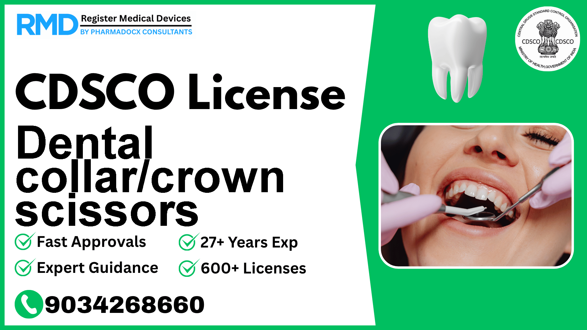 CDSCO License for Dental collar/crown scissors