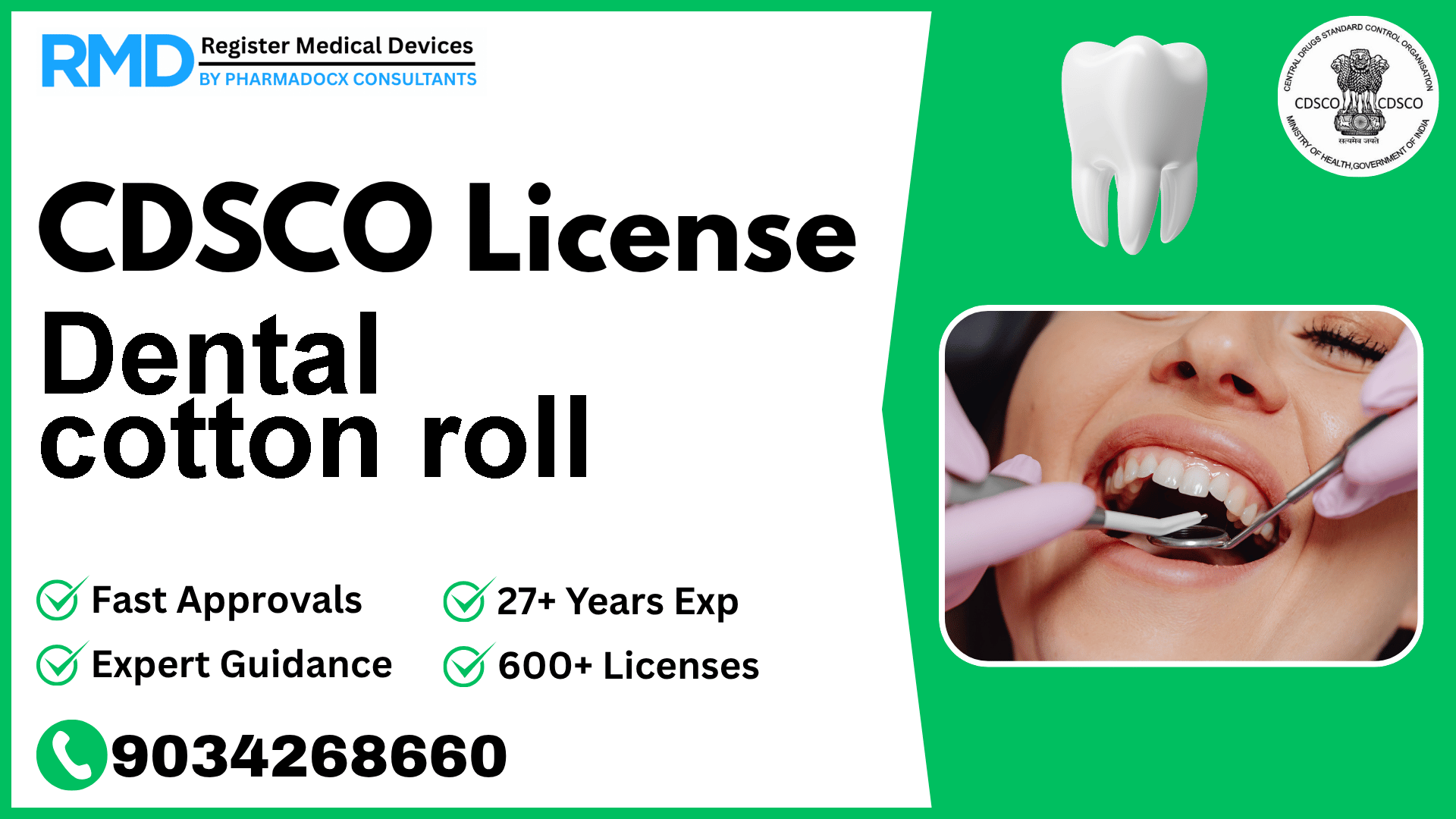 CDSCO License for Dental cotton roll