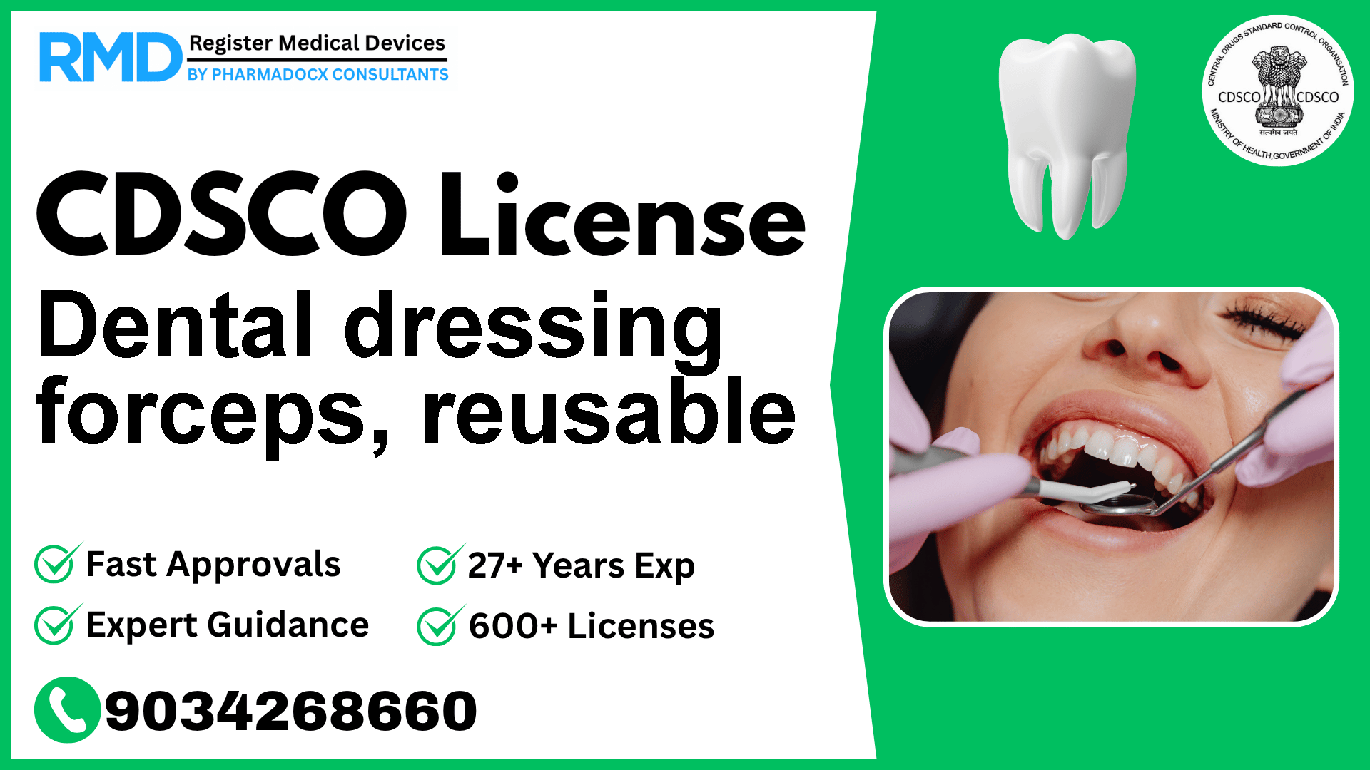 CDSCO License for Dental dressing forceps, reusable