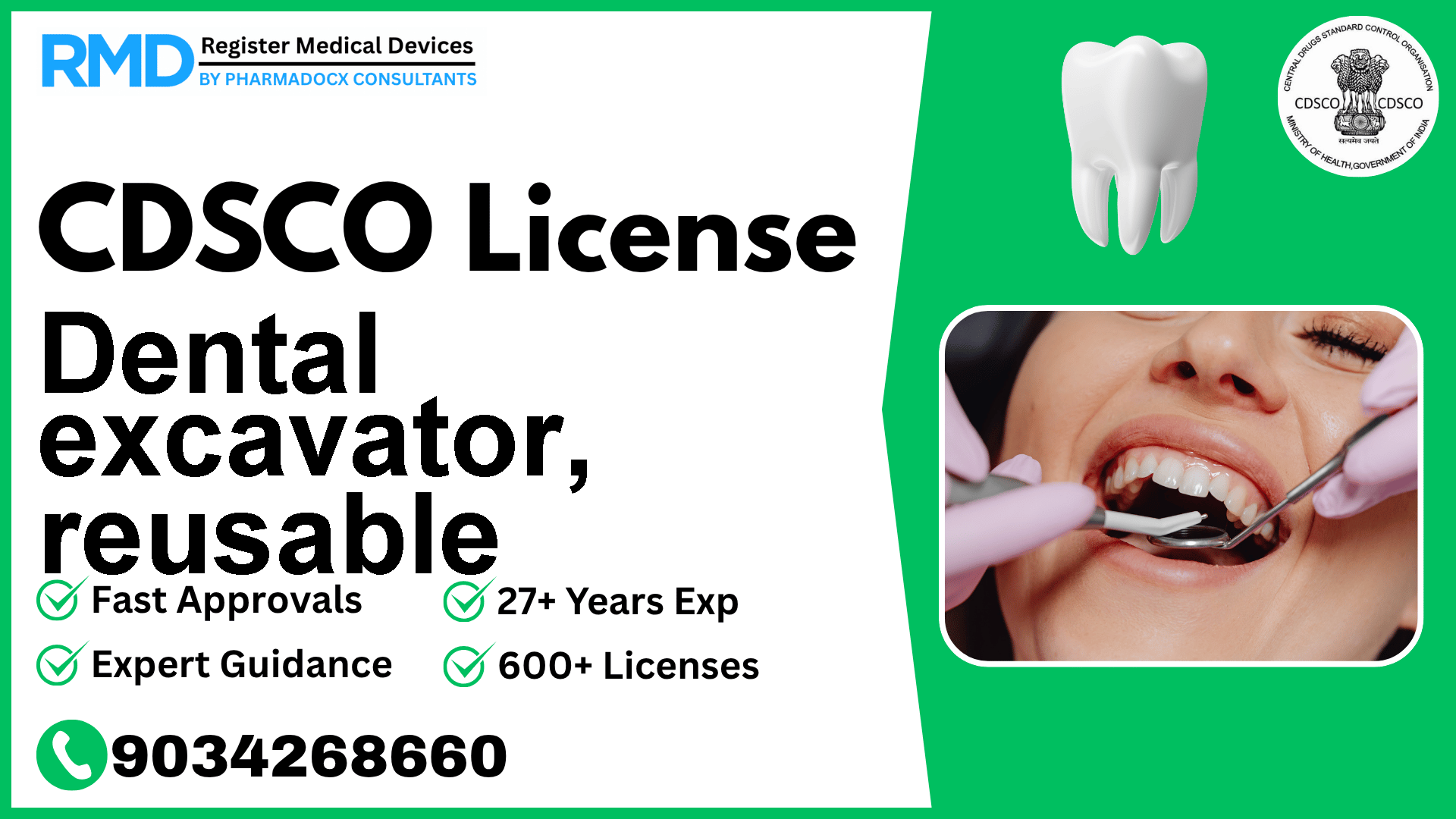 CDSCO License for Dental excavator, reusable