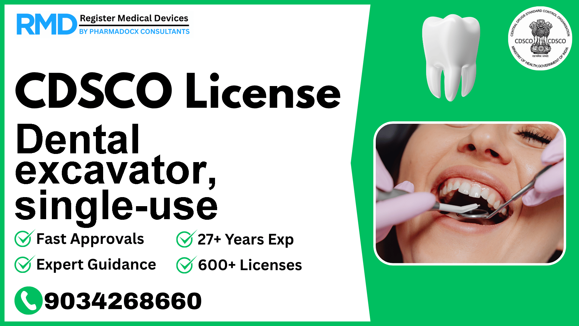 CDSCO License for Dental excavator, single-use
