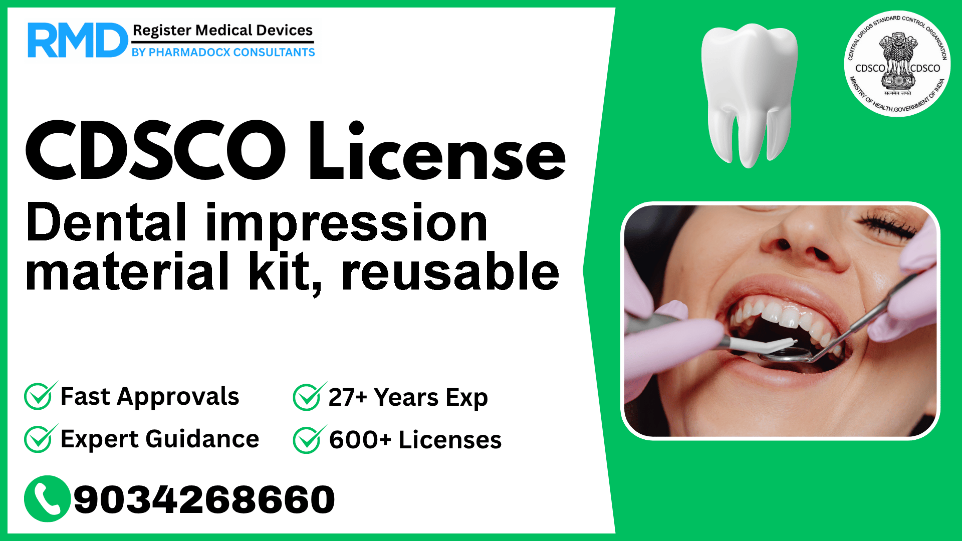 CDSCO License for Dental impression material kit, reusable
