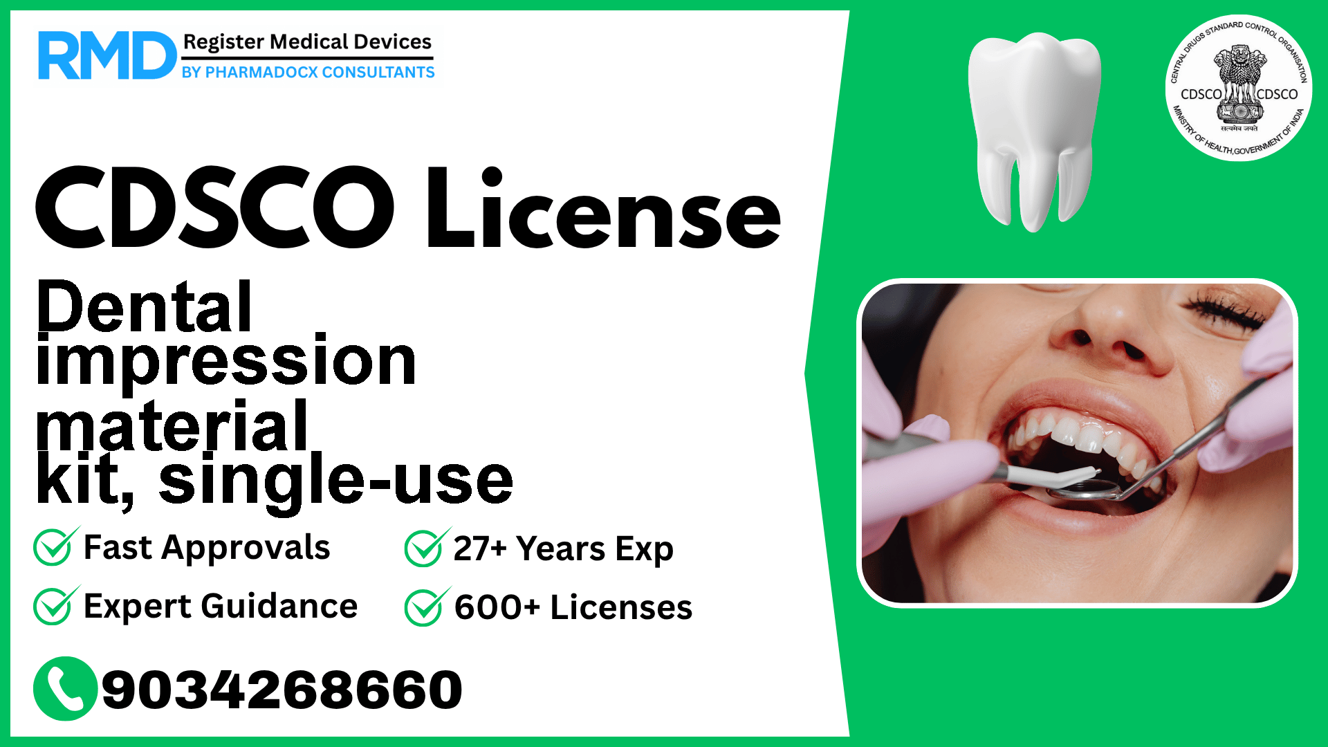 CDSCO License for Dental impression material kit, single-use