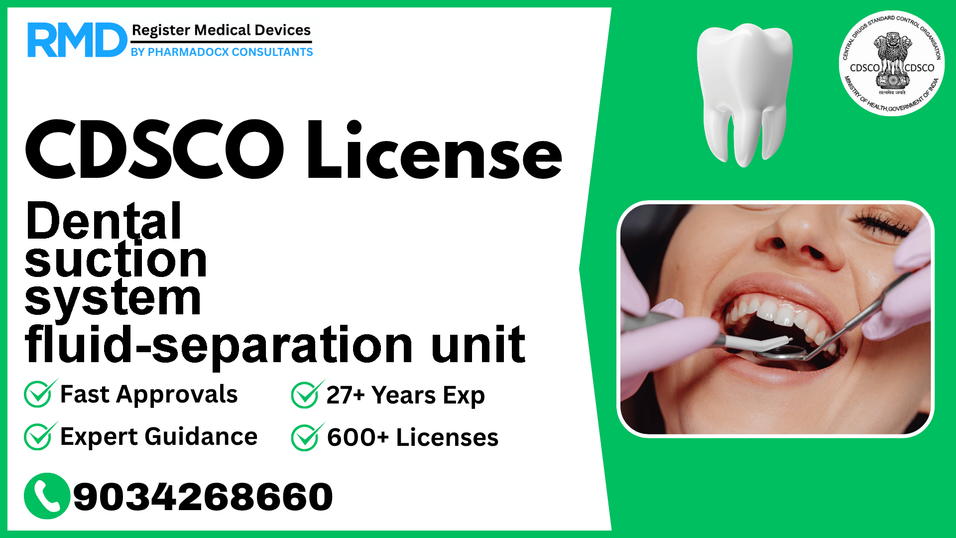 CDSCO License for Dental suction system fluid-separation unit
