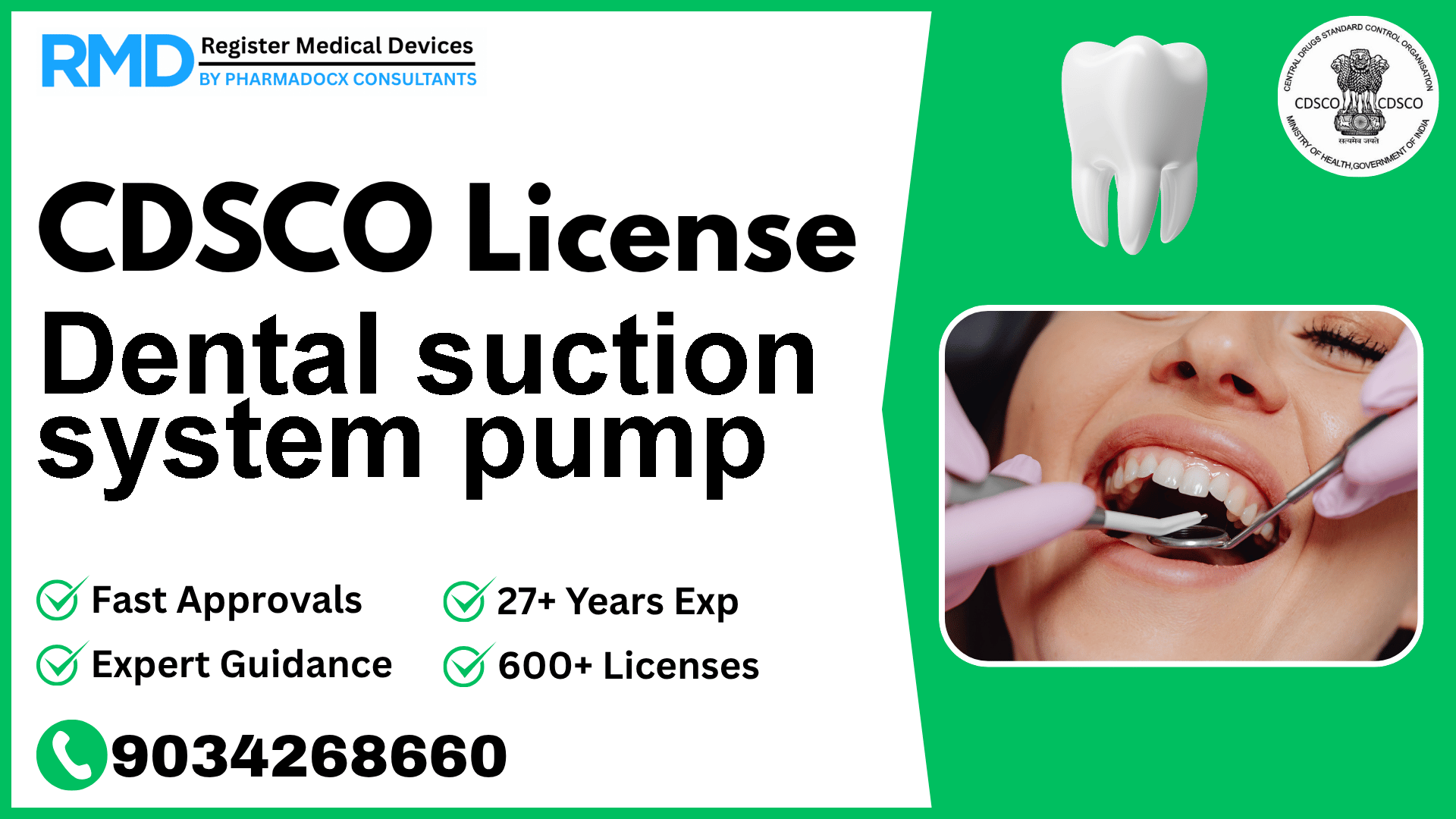 CDSCO License for Dental suction system pump