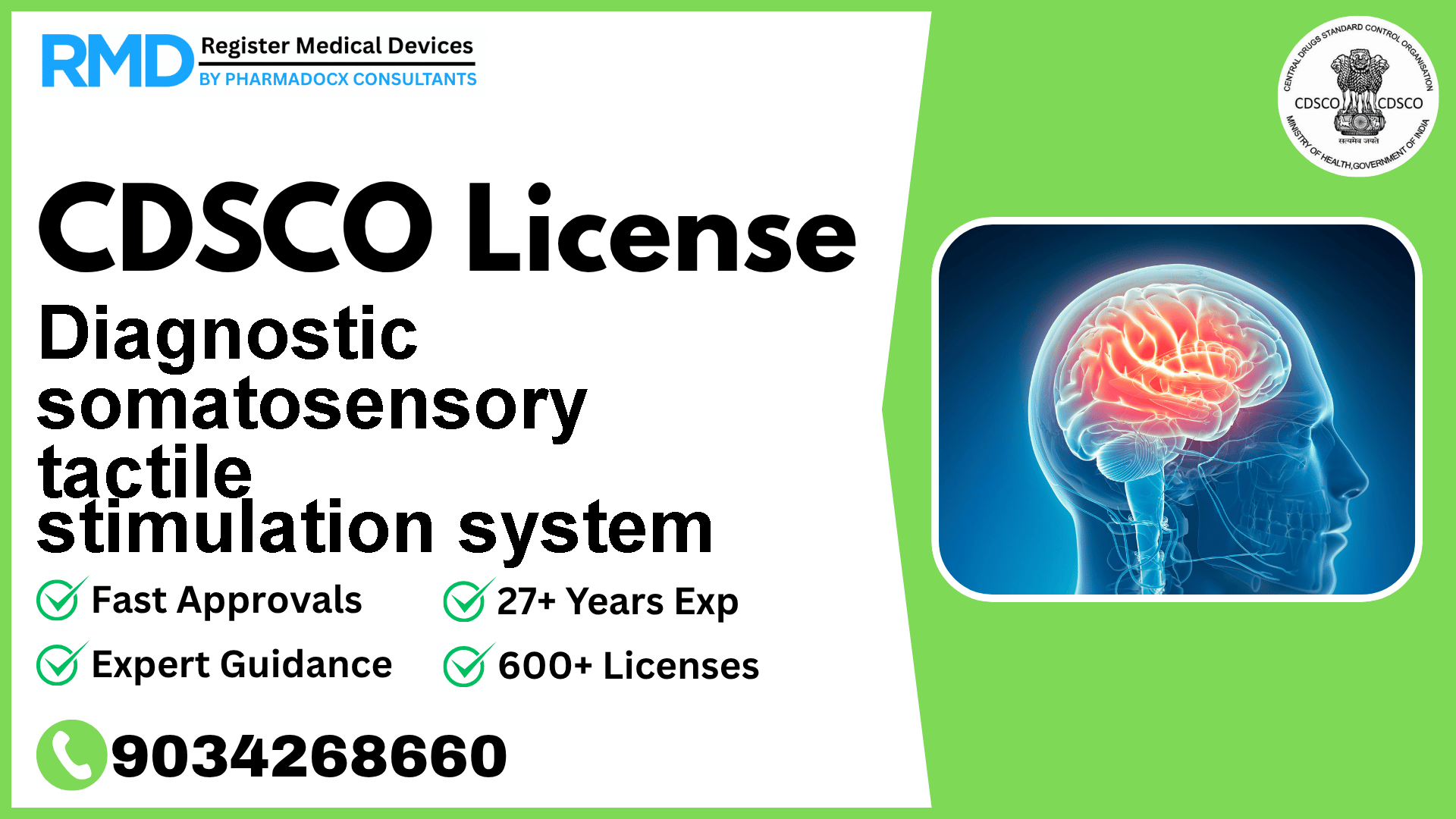 CDSCO License for Diagnostic somatosensory tactile stimulation system