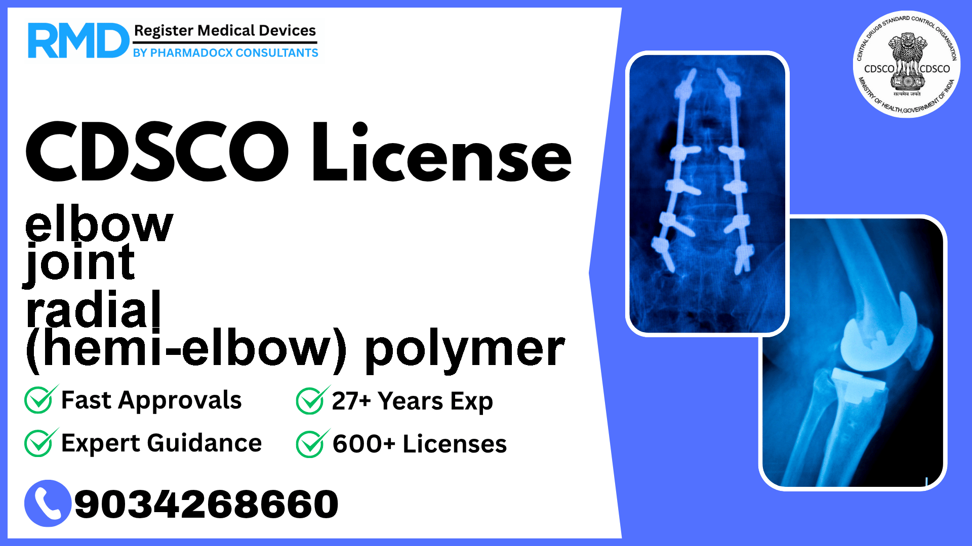 CDSCO License for elbow joint radial (hemi-elbow) polymer