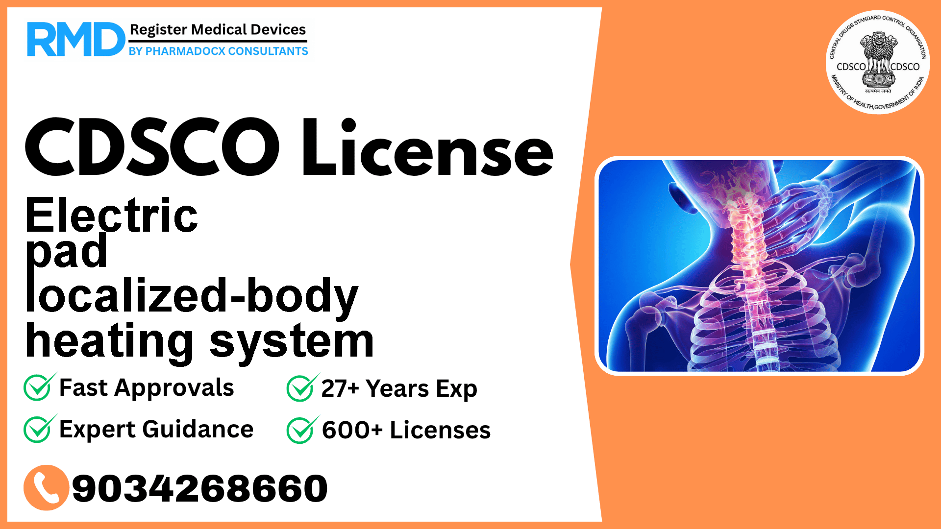 CDSCO License for Electric pad localized-body heating system