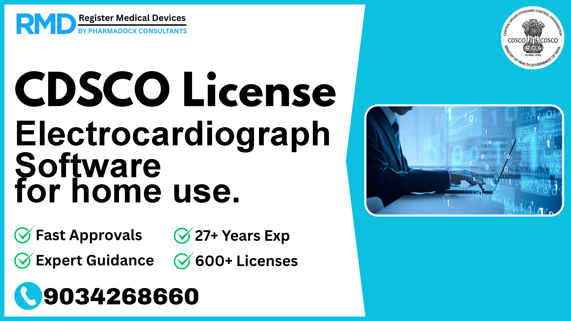 CDSCO License for Electrocardiograph Software for home use.