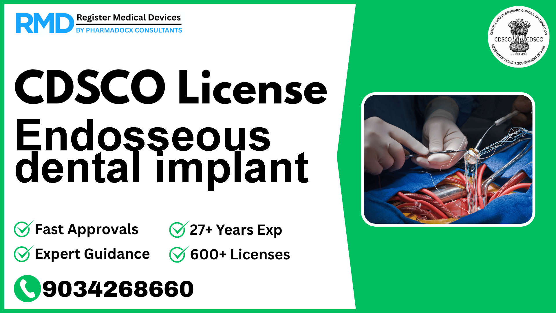 CDSCO License for Endosseous dental implant