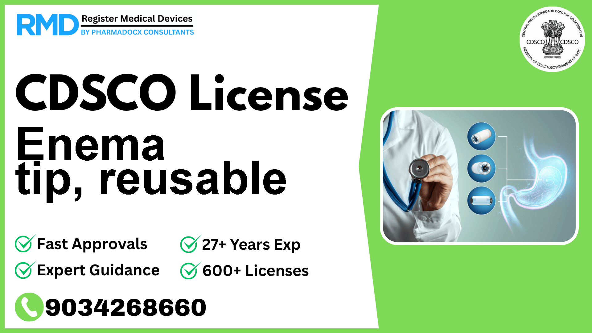 CDSCO License for Enema tip, reusable