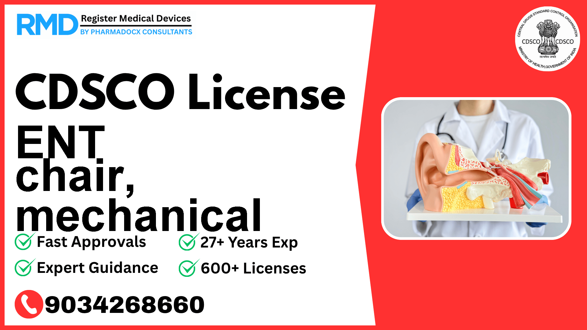 CDSCO License for ENT chair, mechanical
