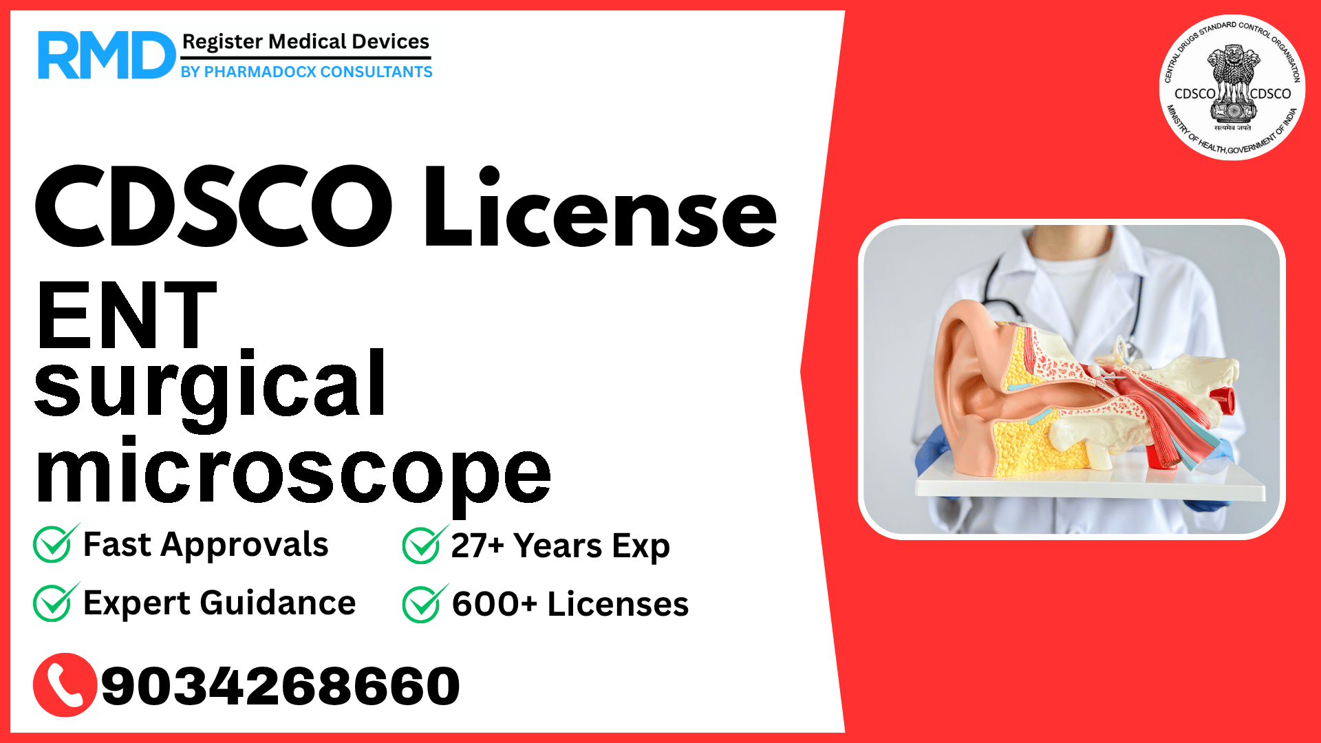 CDSCO License for ENT surgical microscope