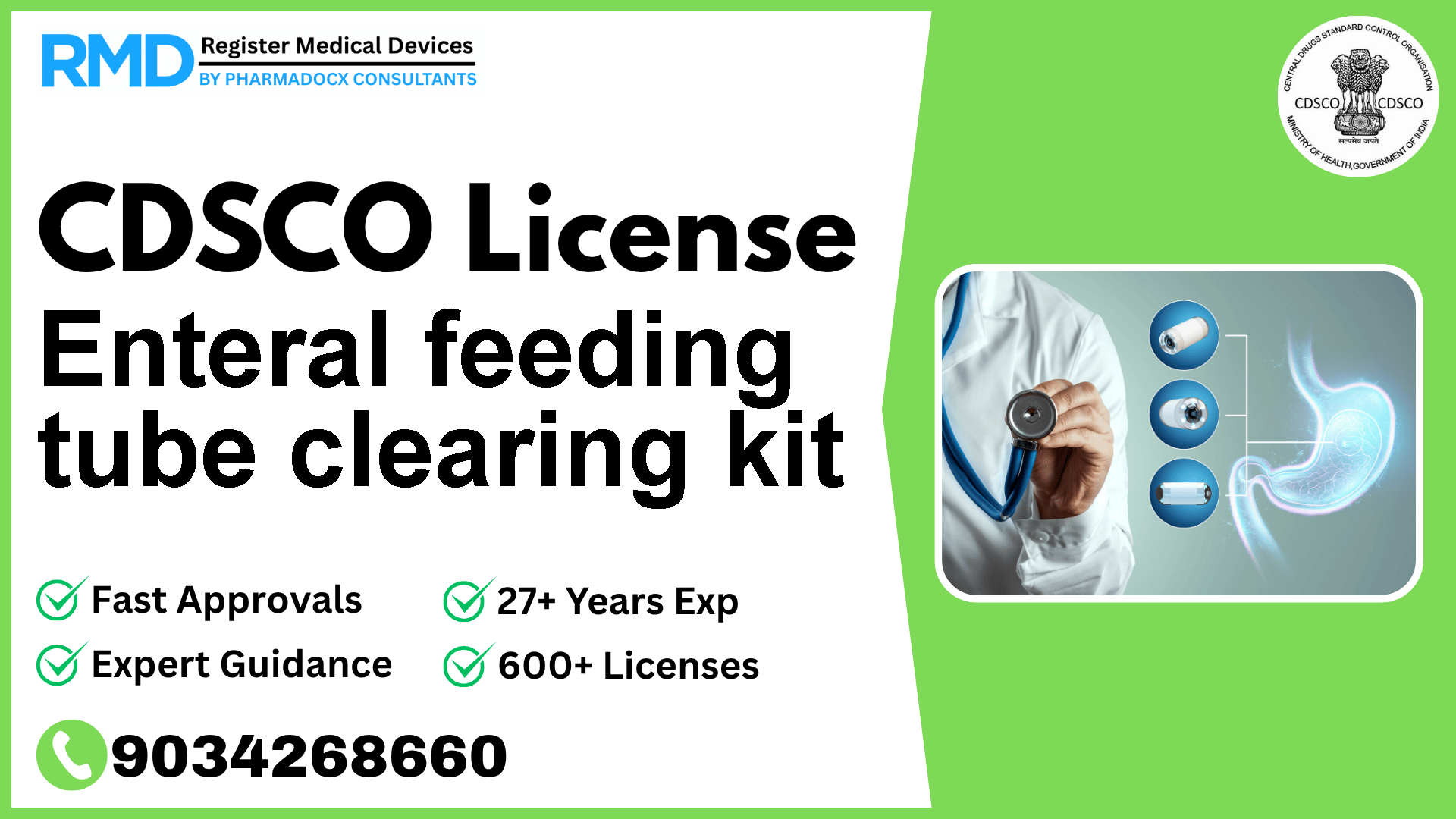 CDSCO License for Enteral feeding tube clearing kit