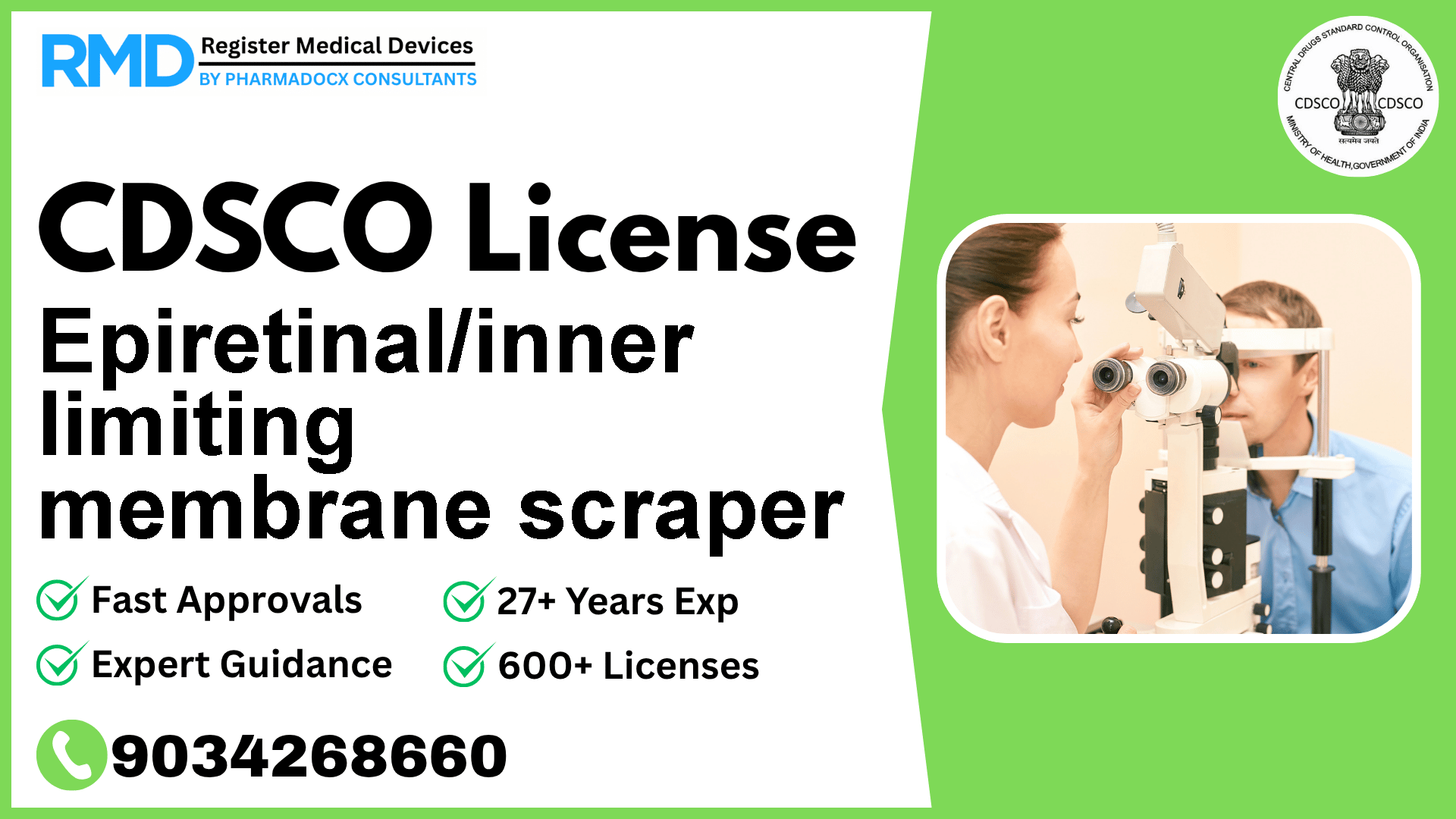 CDSCO License for Epiretinal/inner limiting membrane scraper