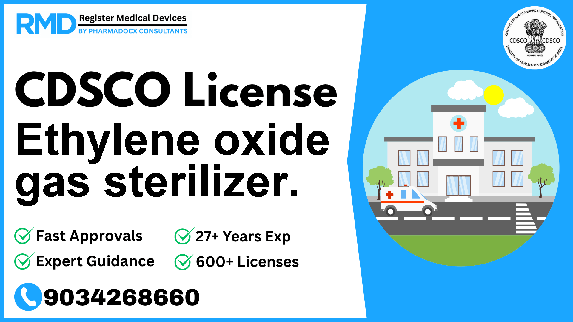 CDSCO License for Ethylene oxide gas sterilizer.