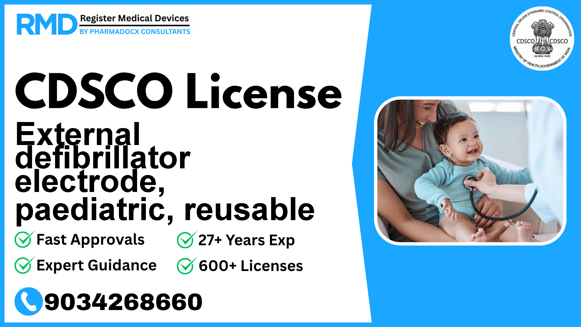 CDSCO License for External defibrillator electrode, paediatric, reusable