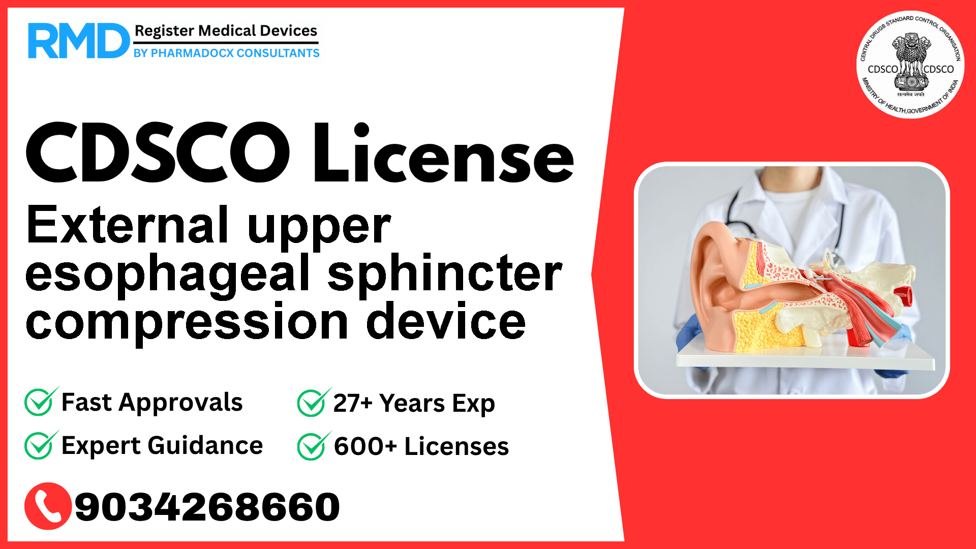 CDSCO License for External upper esophageal sphincter compression device