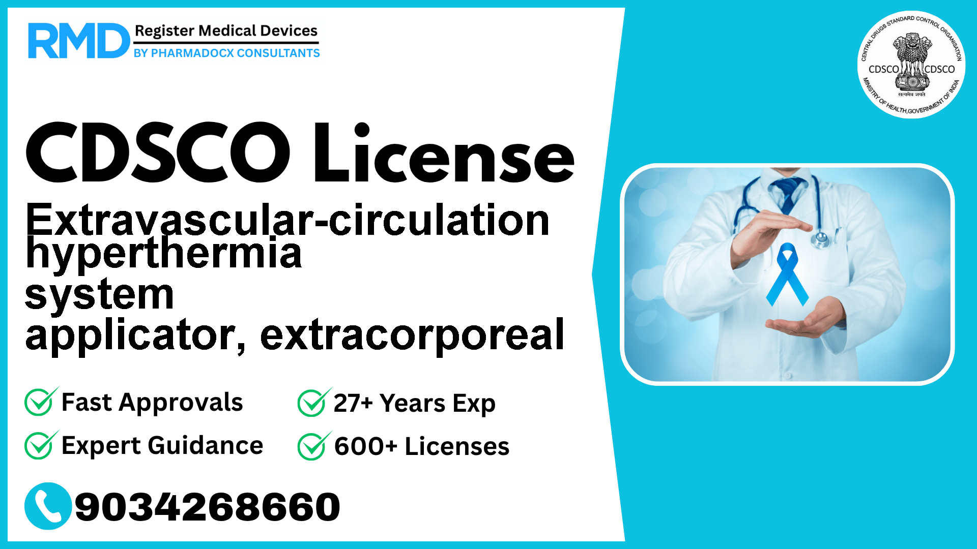 CDSCO License for Extravascular-circulation hyperthermia system applicator, extracorporeal