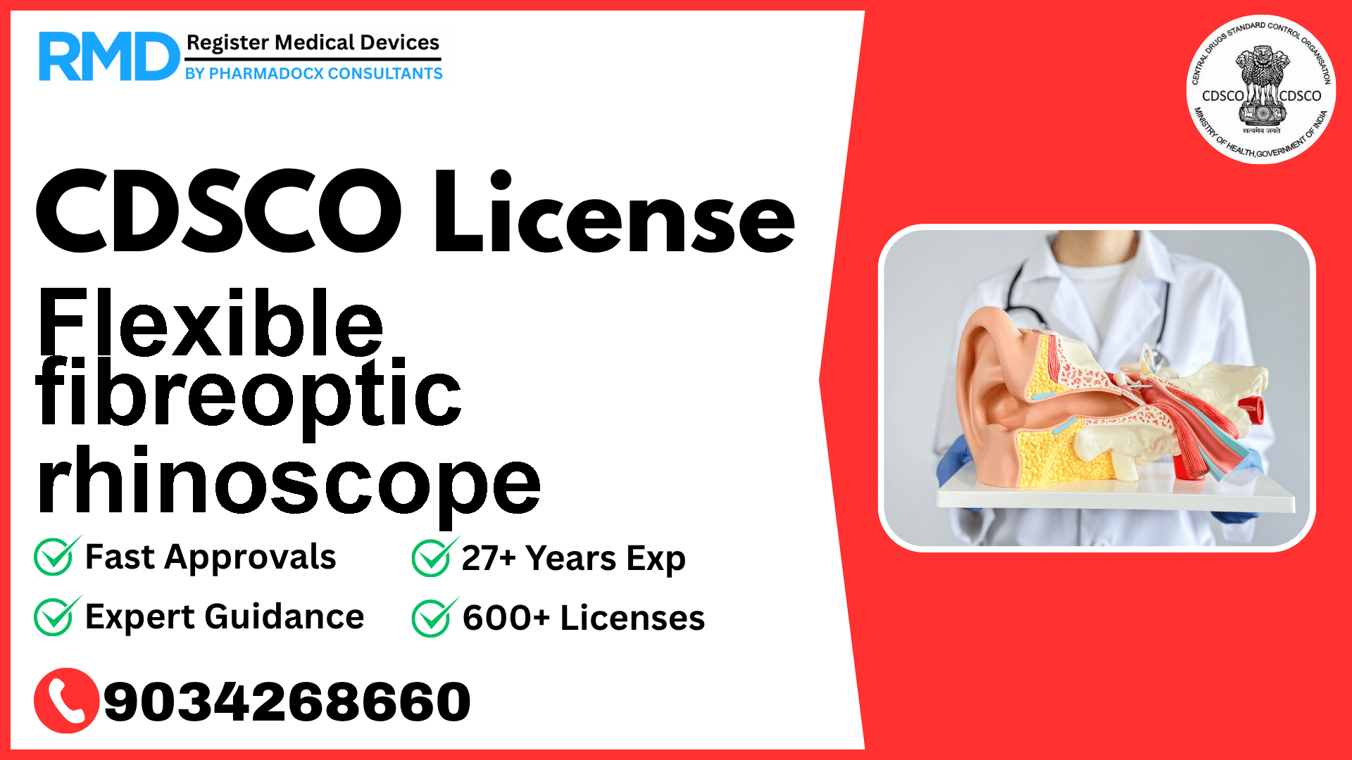 CDSCO License for Flexible fibreoptic rhinoscope