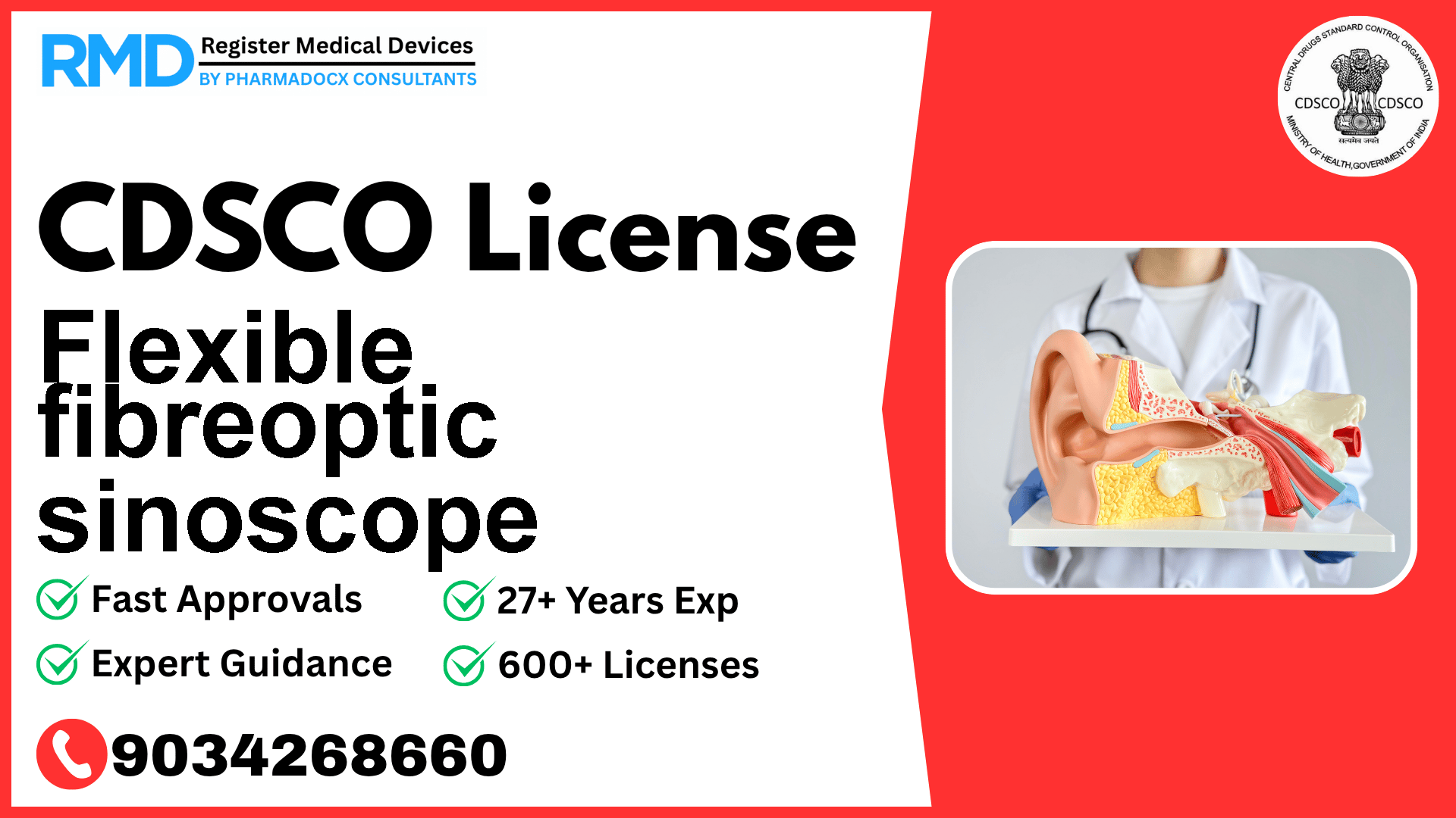 CDSCO License for Flexible fibreoptic sinoscope