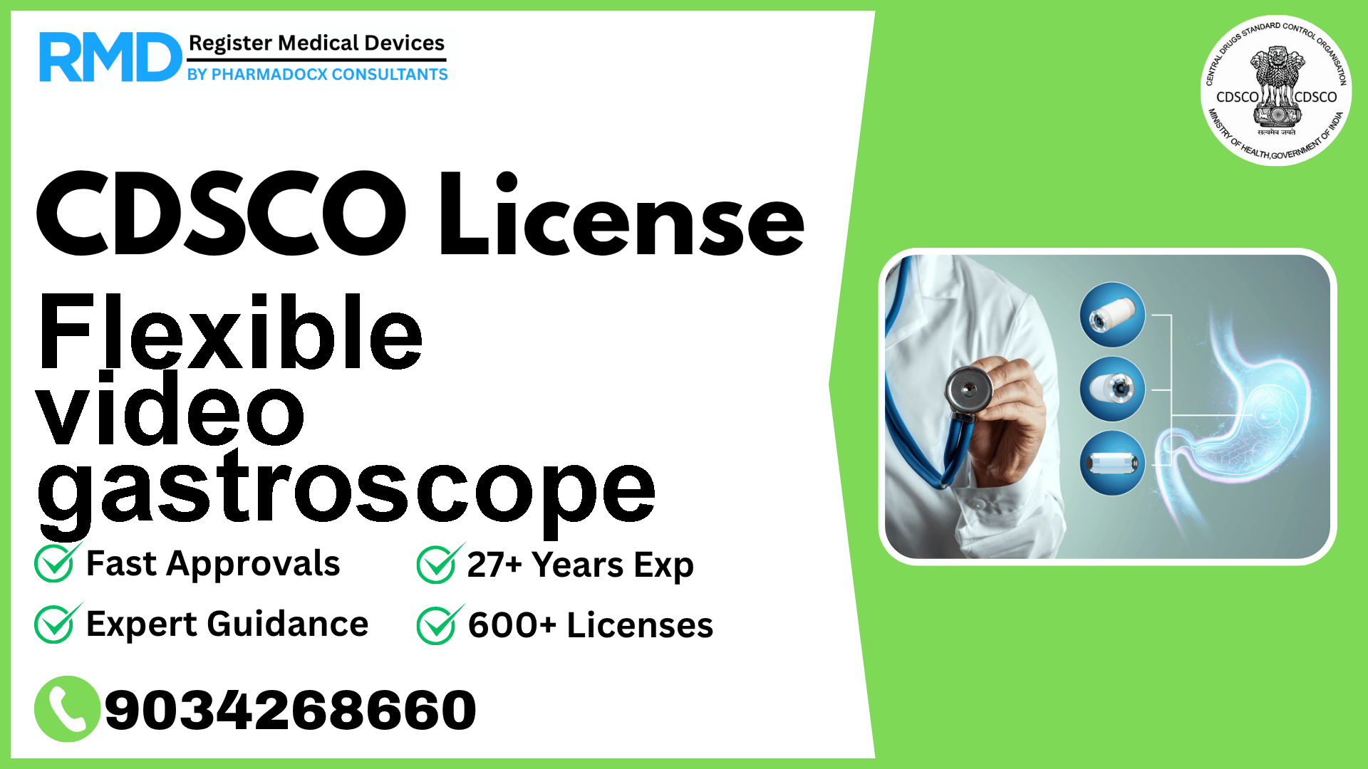 CDSCO License for Flexible video gastroscope