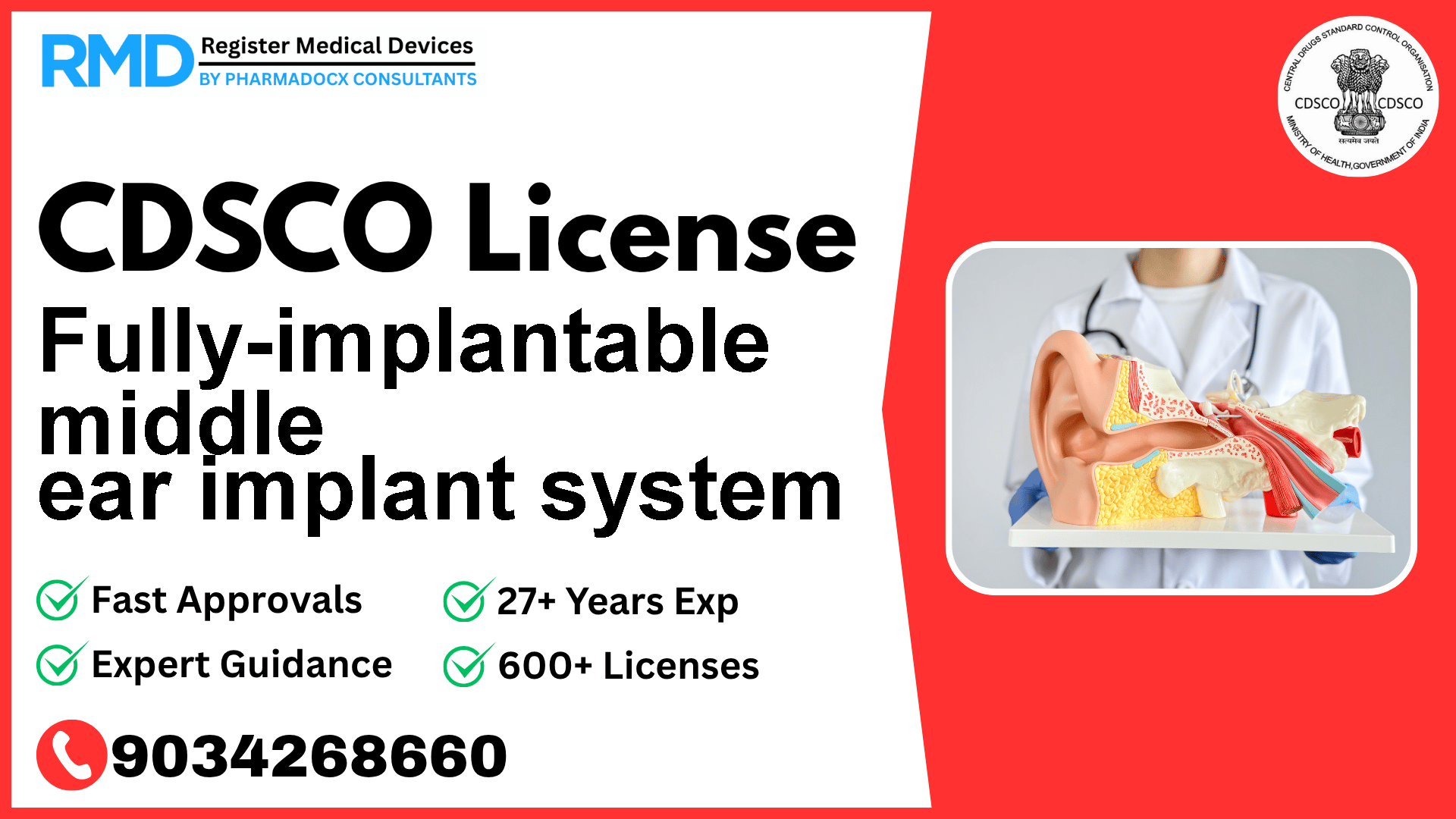 CDSCO License for Fully-implantable middle ear implant system