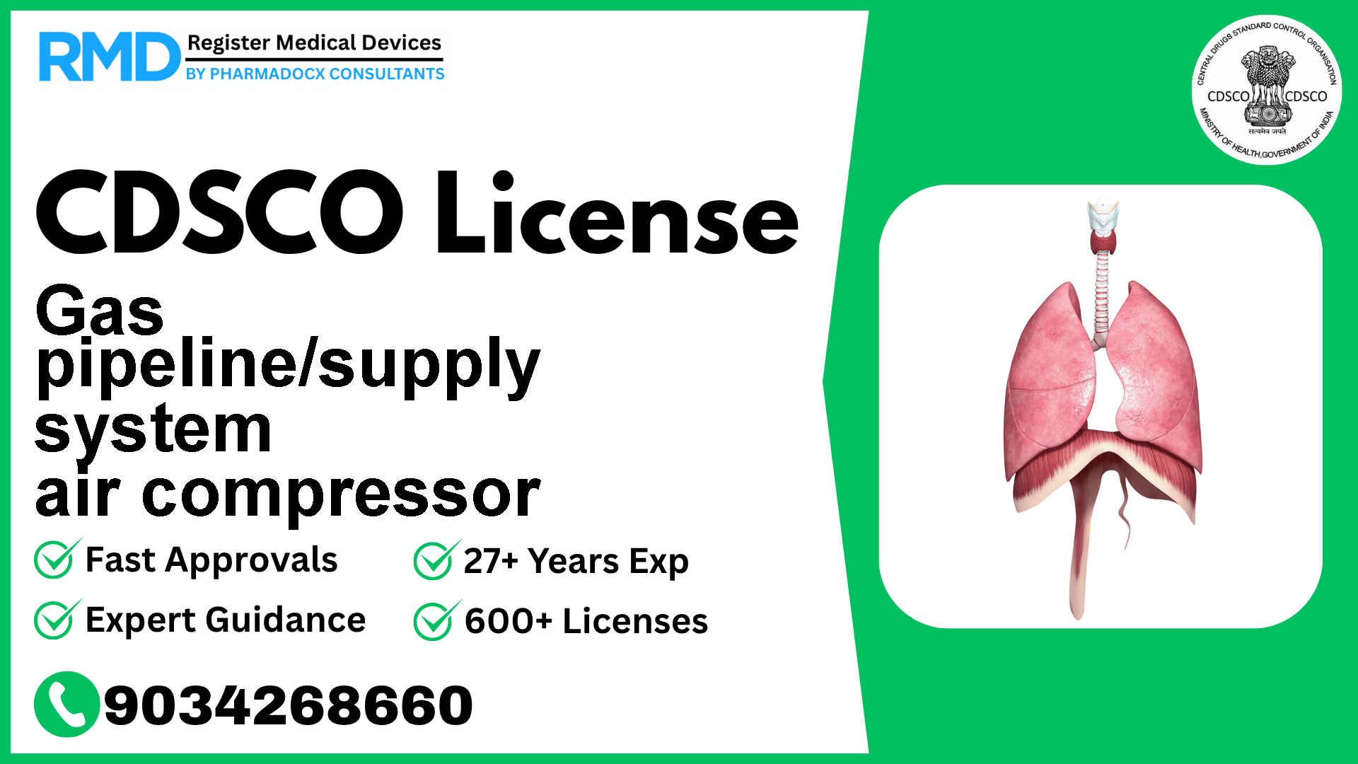 CDSCO License for Gas pipeline/supply system air compressor