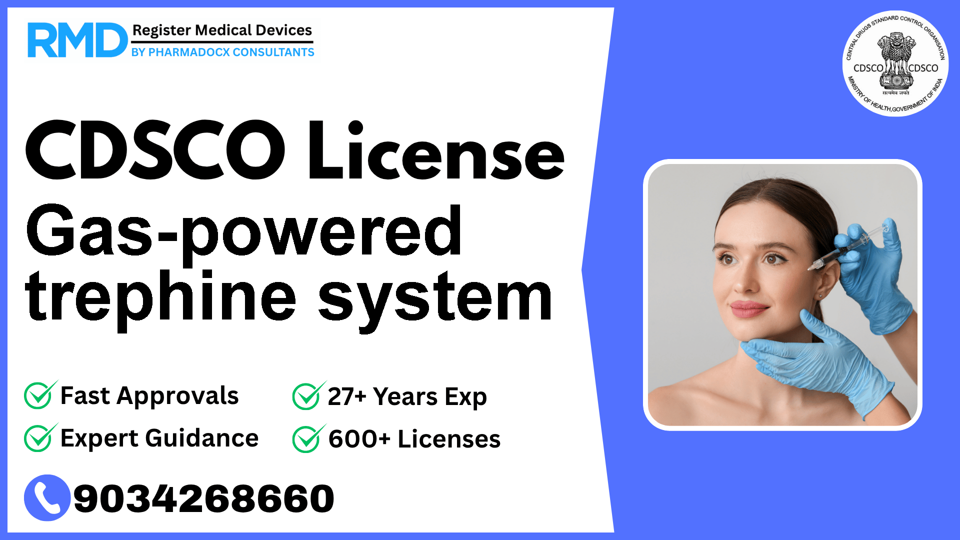CDSCO License for Gas-powered trephine system