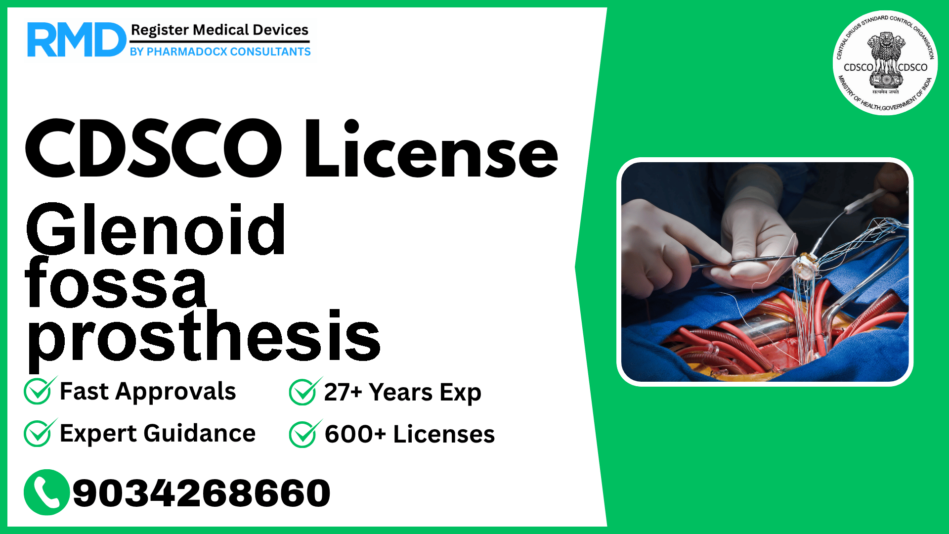 CDSCO License for Glenoid fossa prosthesis
