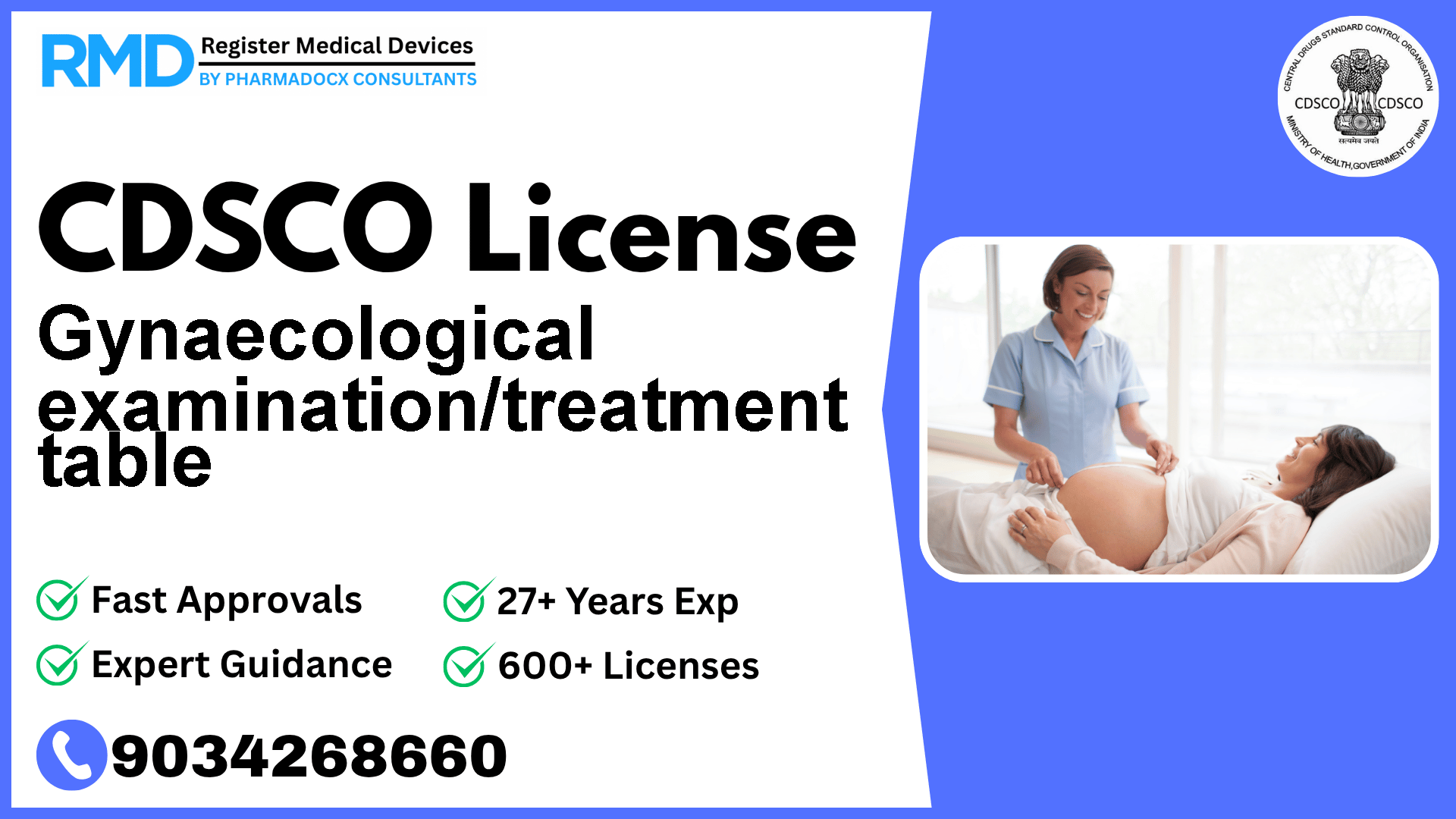 CDSCO License for Gynaecological examination/treatment table