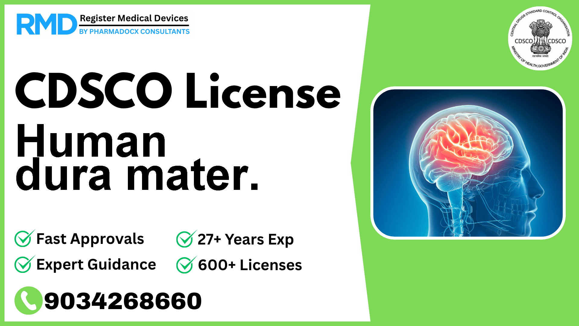 CDSCO License for Human dura mater.