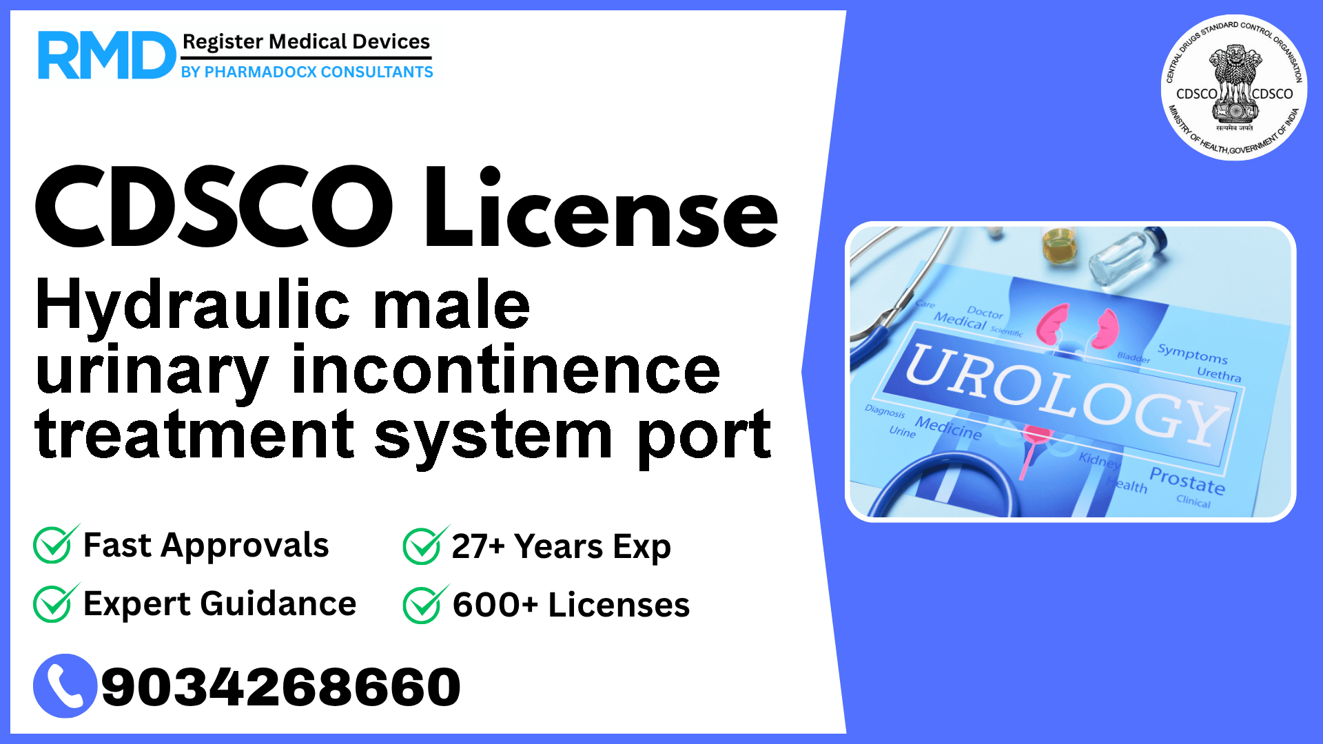 CDSCO License for Hydraulic male urinary incontinence treatment system port