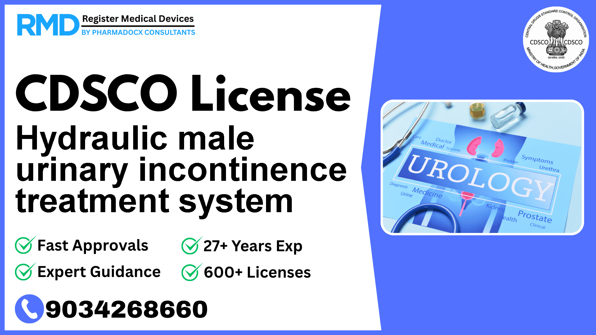 CDSCO License for Hydraulic male urinary incontinence treatment system