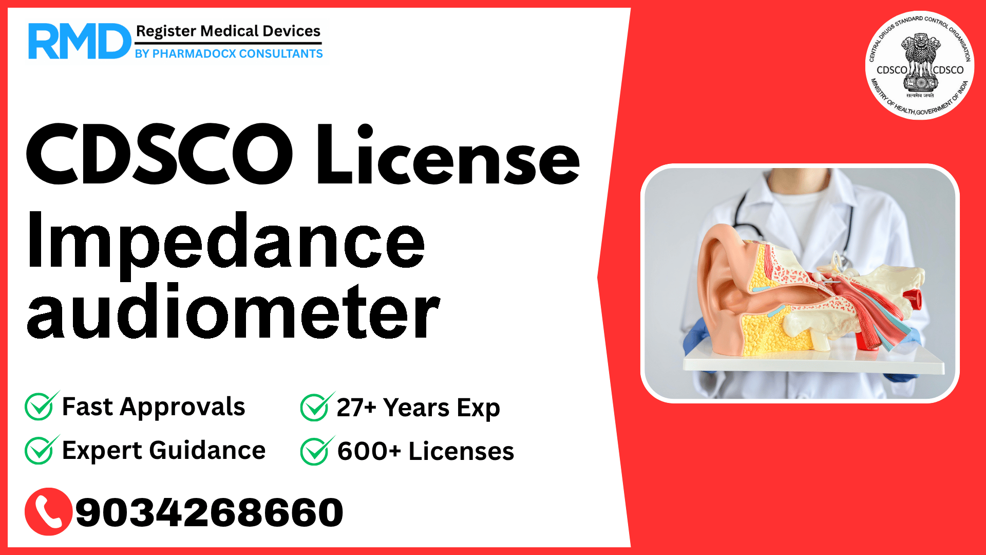 CDSCO License for Impedance audiometer