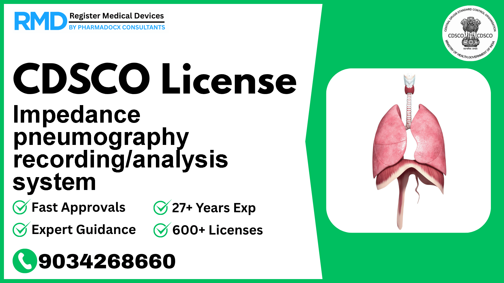 CDSCO License for Impedance pneumography recording/analysis system