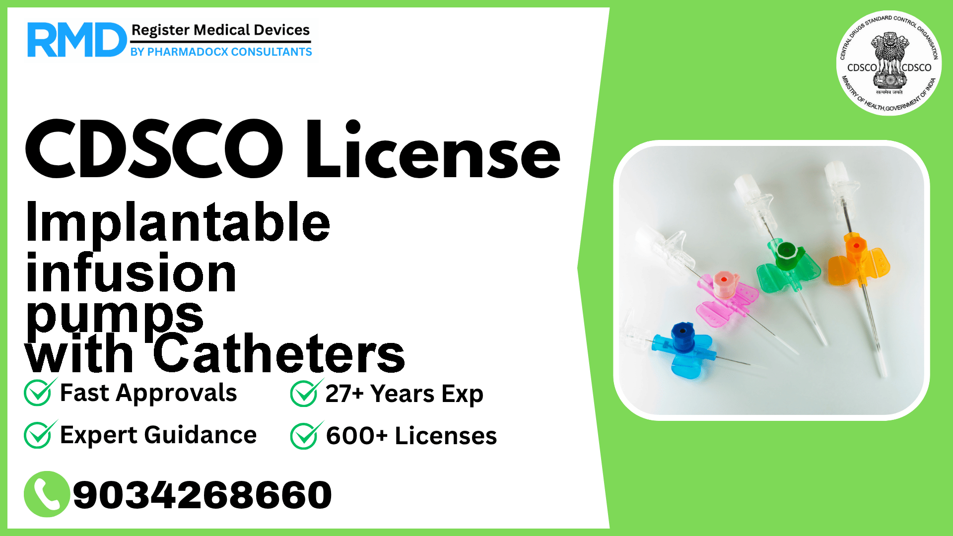 CDSCO License for Implantable infusion pumps with Catheters