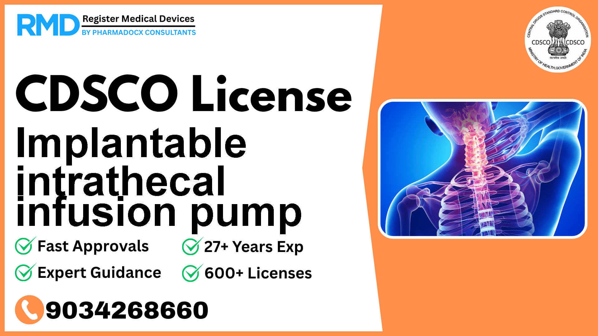 CDSCO License for Implantable intrathecal infusion pump