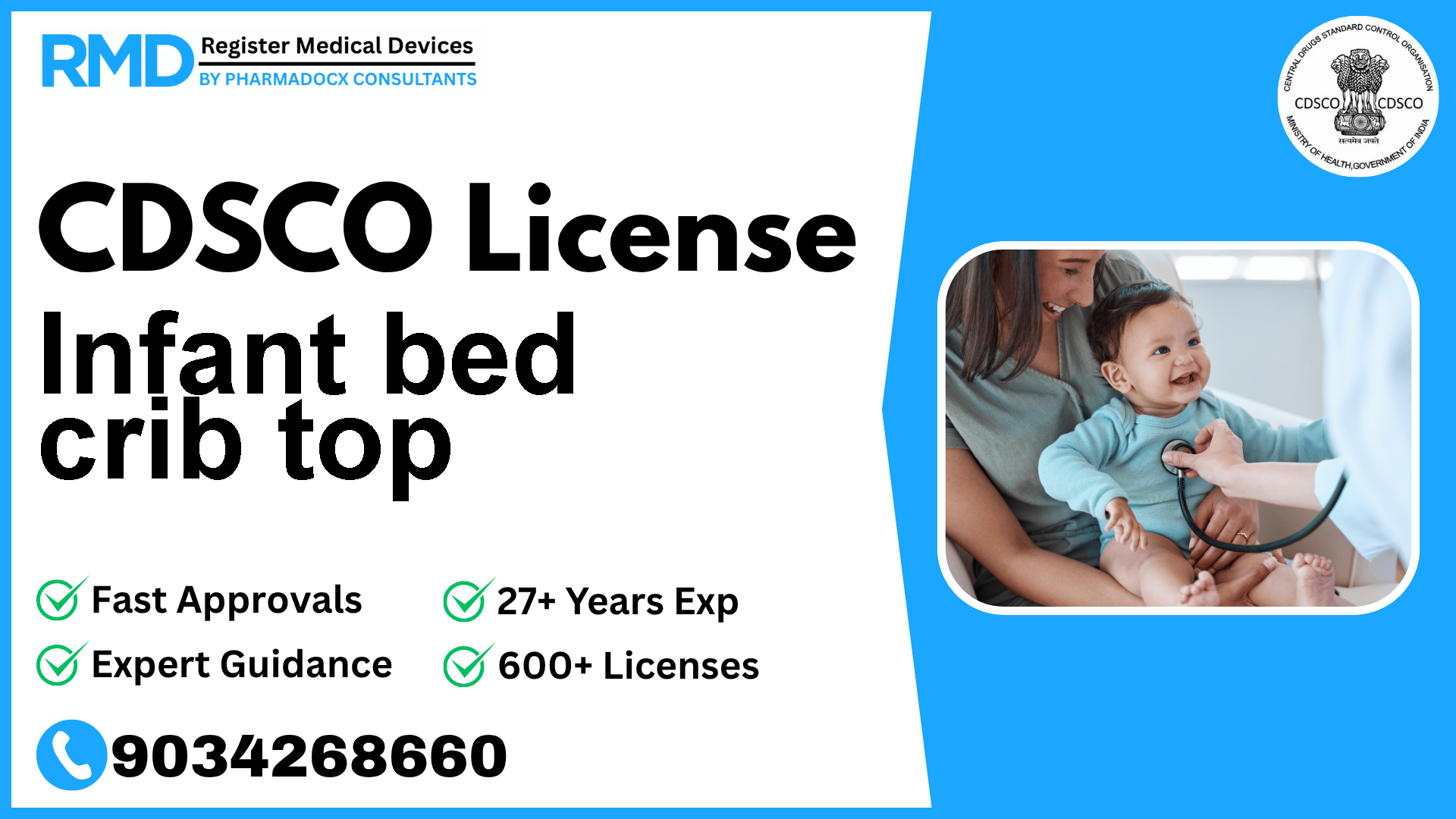 CDSCO License for Infant bed crib top