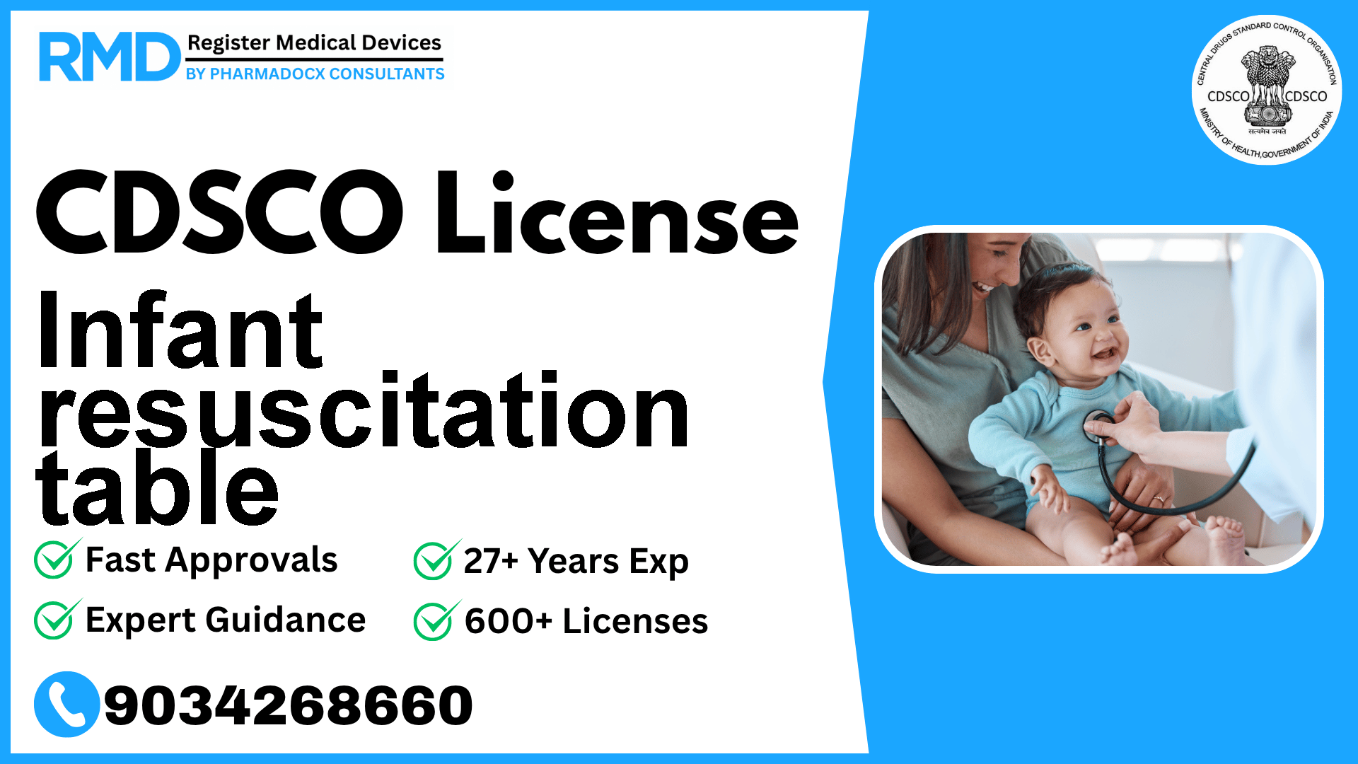 CDSCO License for Infant resuscitation table