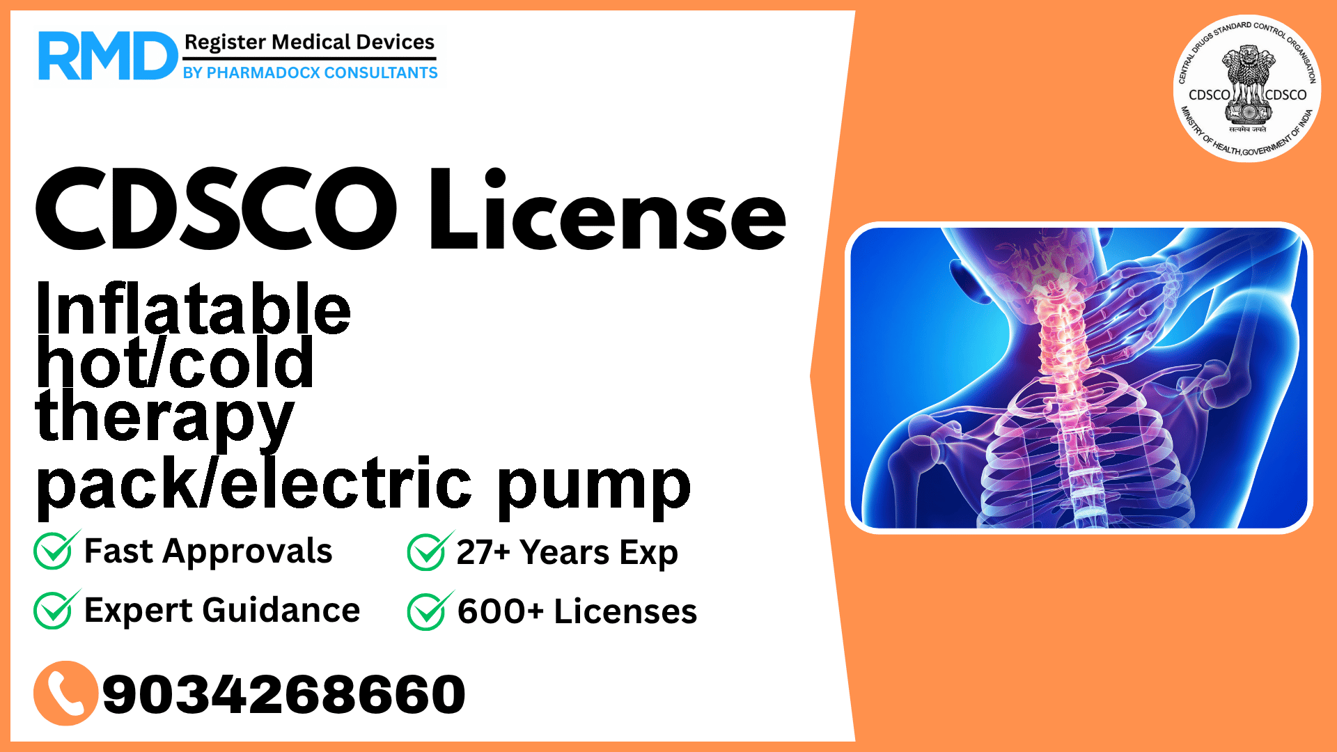 CDSCO License for Inflatable hot/cold therapy pack/electric pump