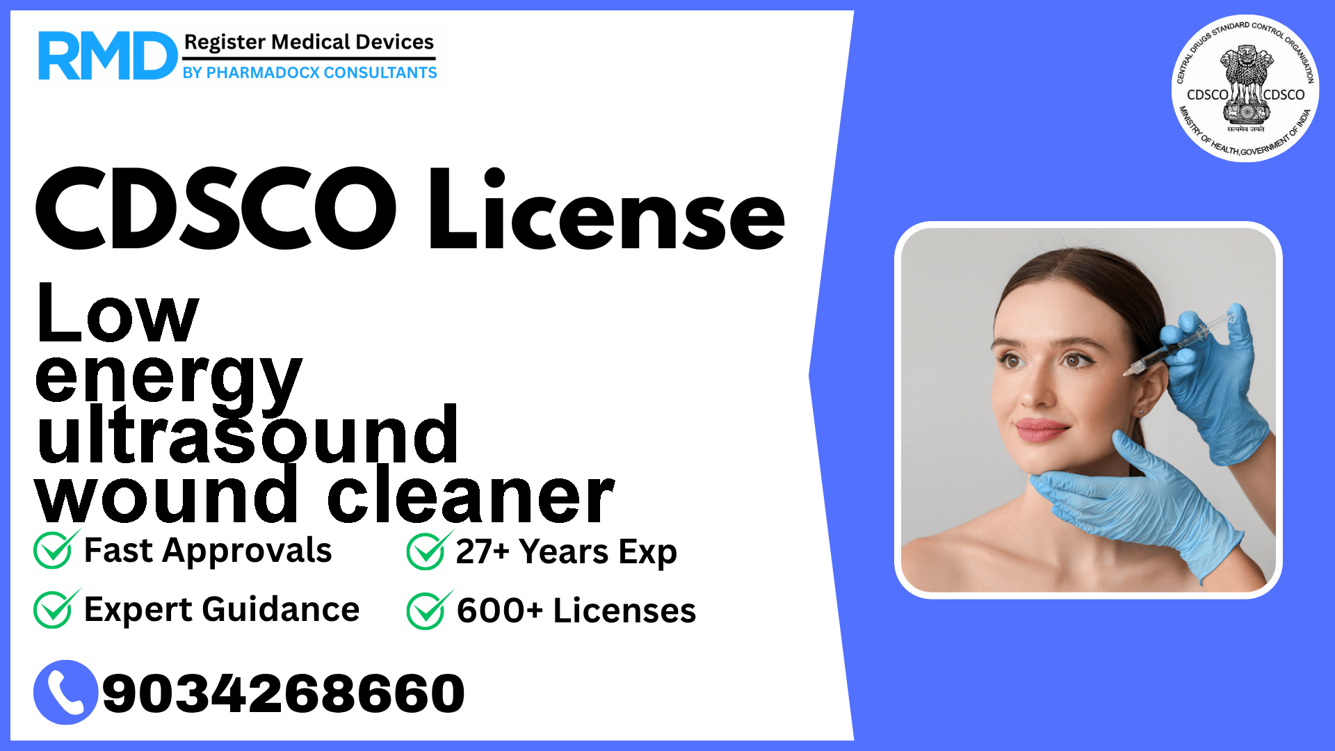 CDSCO License for Low energy ultrasound wound cleaner