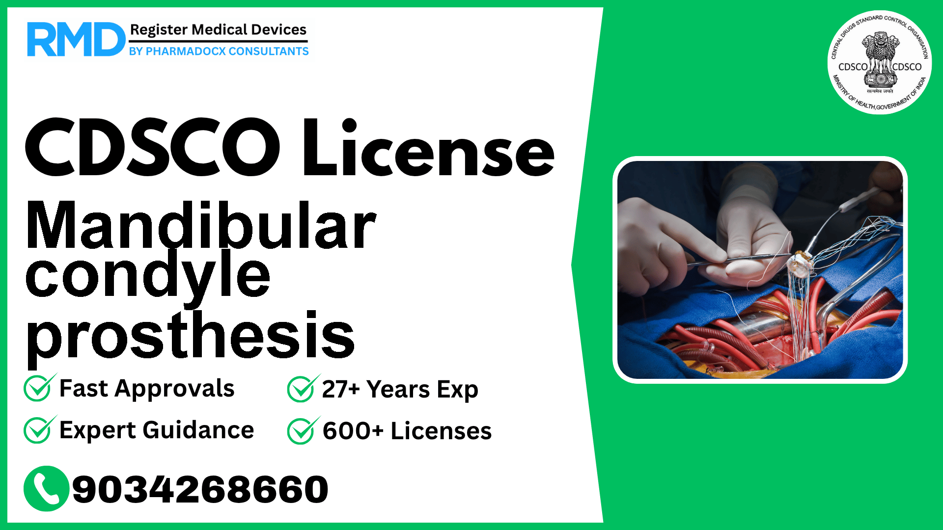 CDSCO License for Mandibular condyle prosthesis