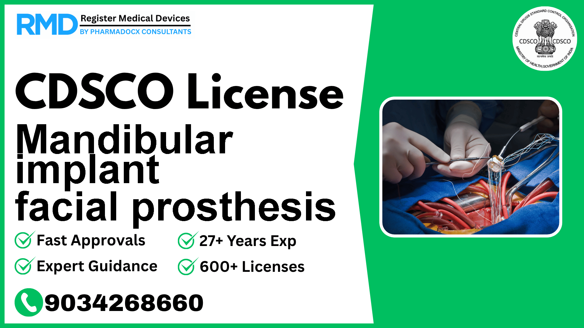 CDSCO License for Mandibular implant facial prosthesis