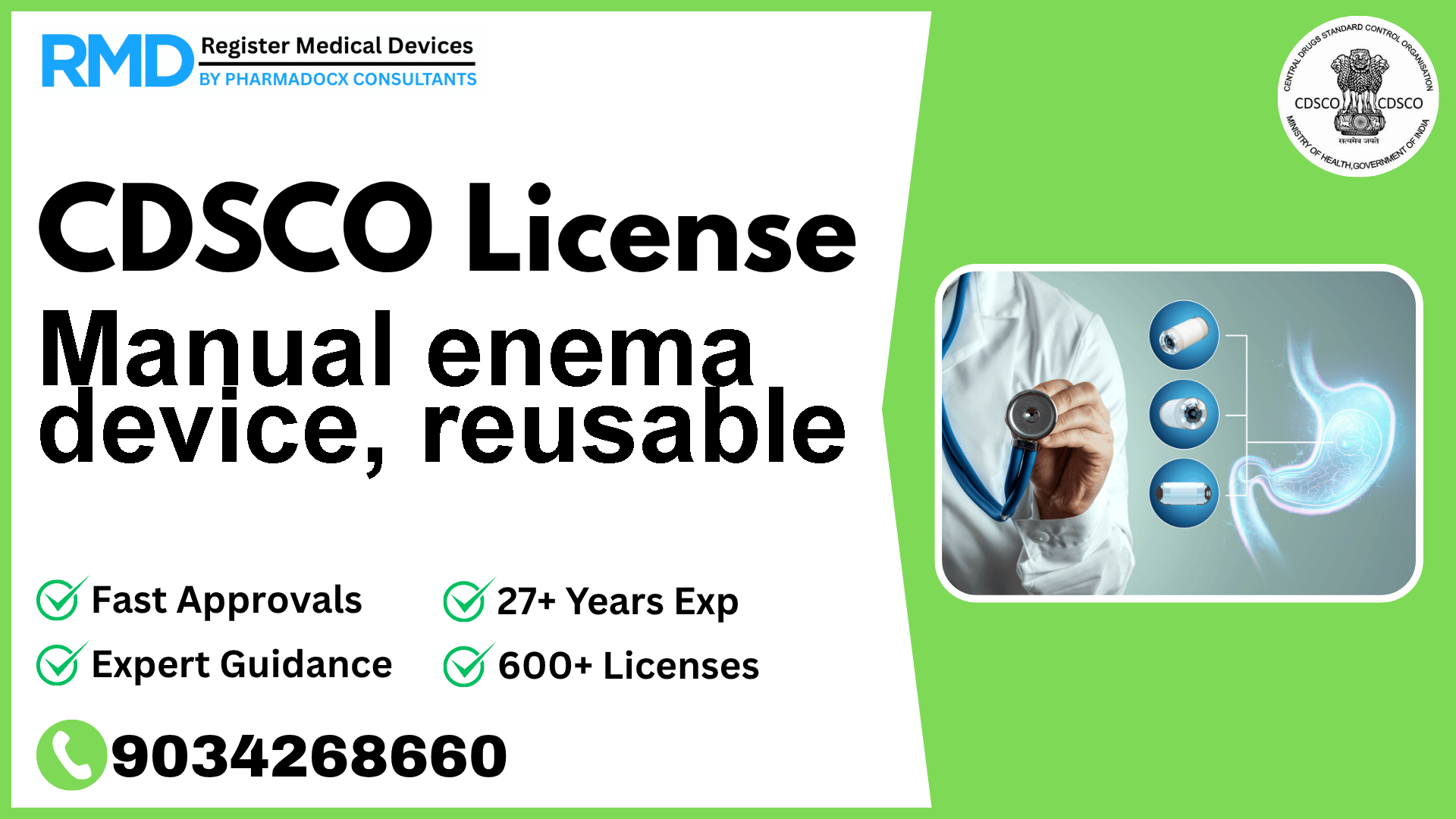CDSCO License for Manual enema device, reusable